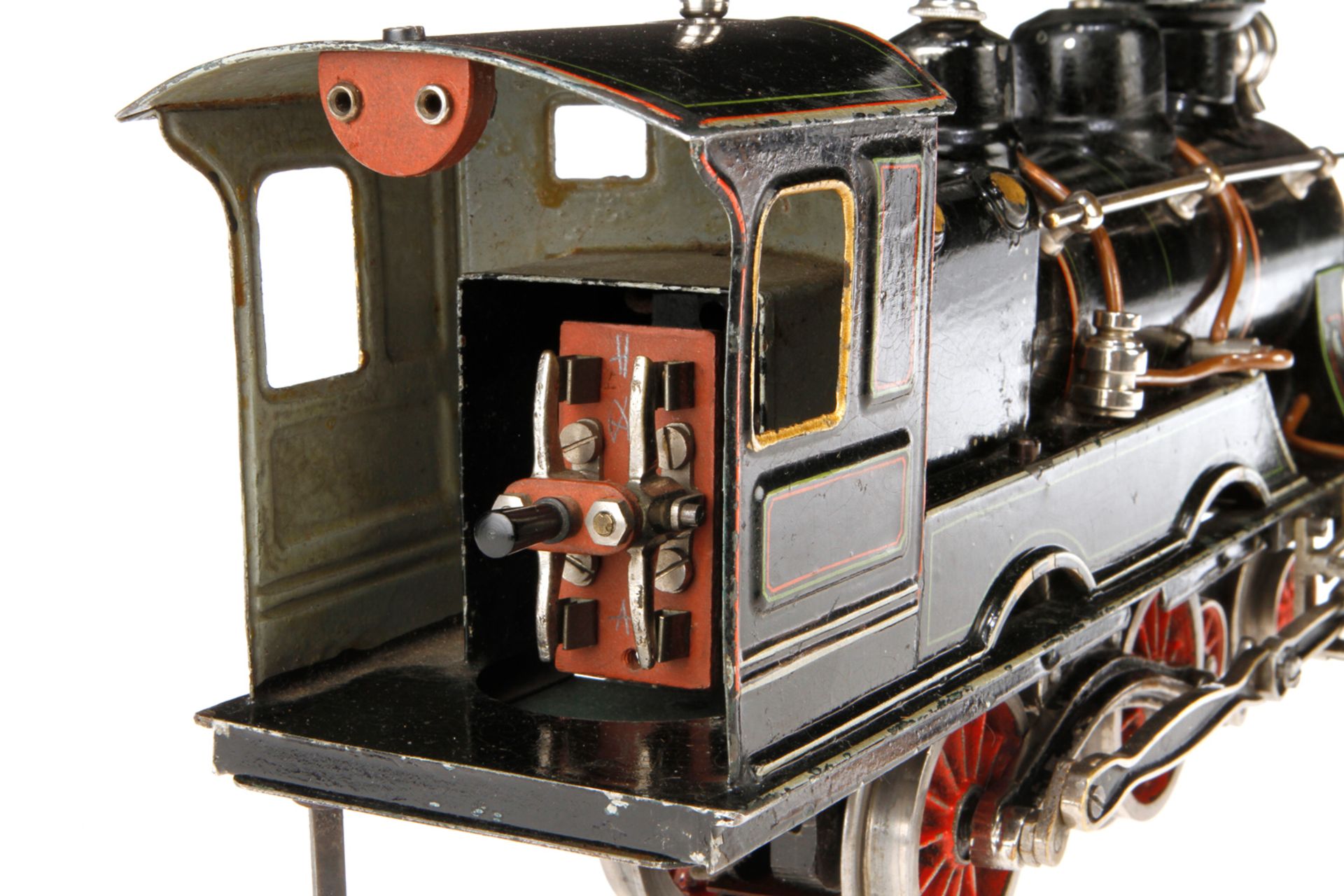 Märklin 2-B Dampflok FE 3021 mit 4A Tender, Spur 1, fein handlackiert, um 1905, alter Bügelmotor, - Bild 3 aus 5