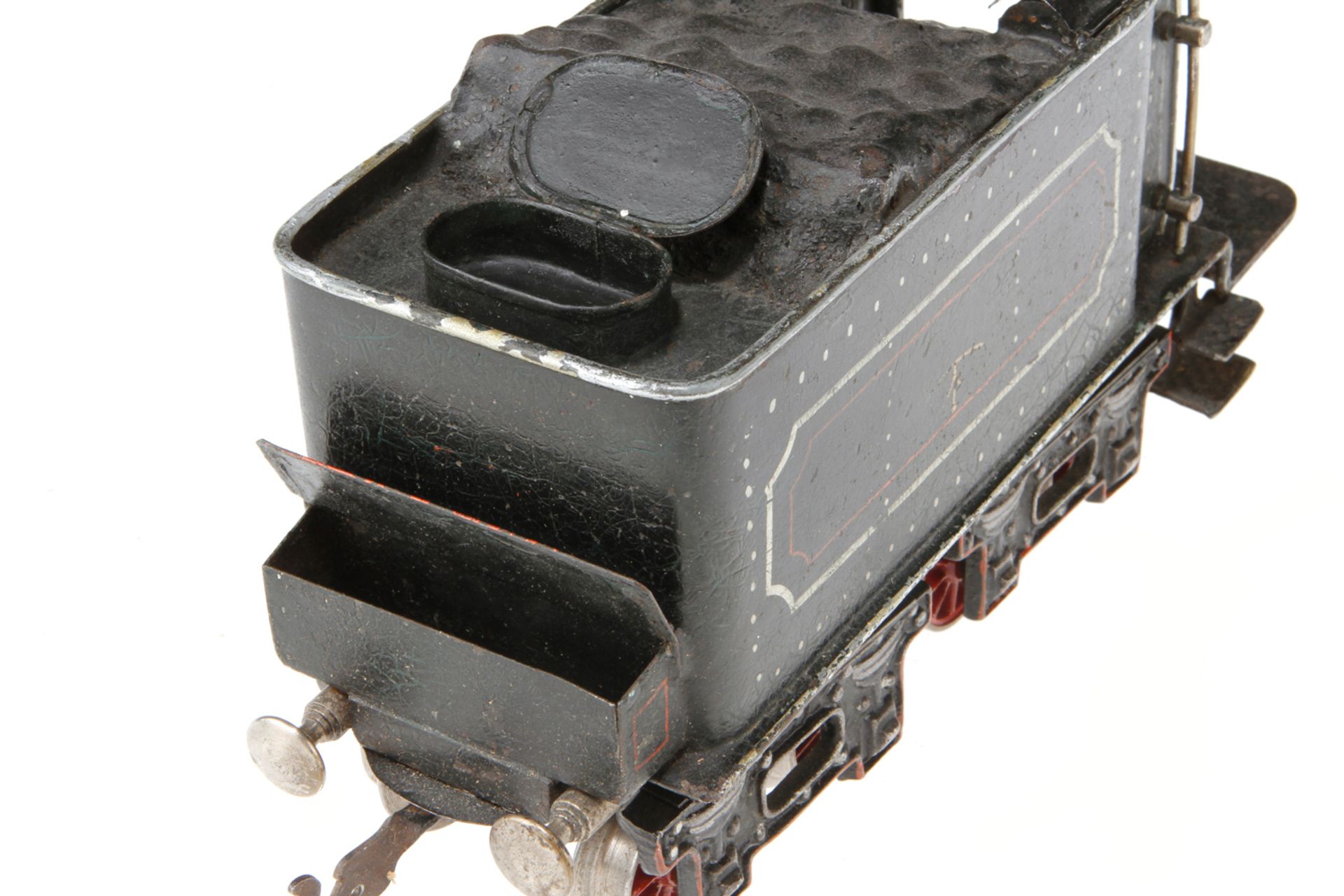 Märklin 2-B Dampflok FE 1021 mit 4A Tender, uralt, Spur 1, handlackiert, mit Doppeluhrwerk, hakt, - Bild 6 aus 6