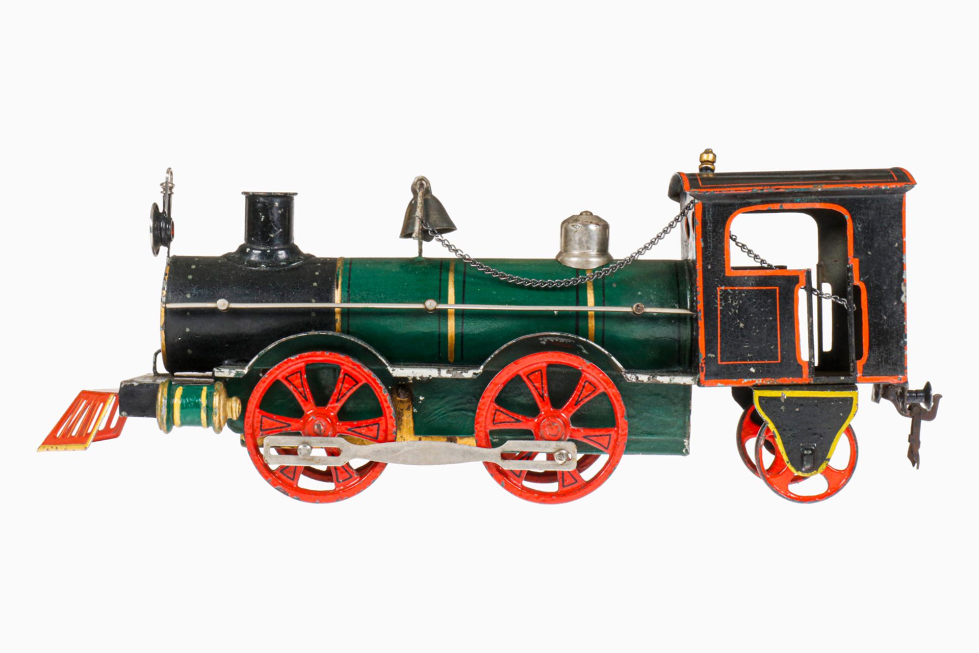 Märklin B-1 Bodenläufer-Tenderlok, Spur 3 Größe, um 1895, handlackiert, mit Stirnlampe, Glocke und