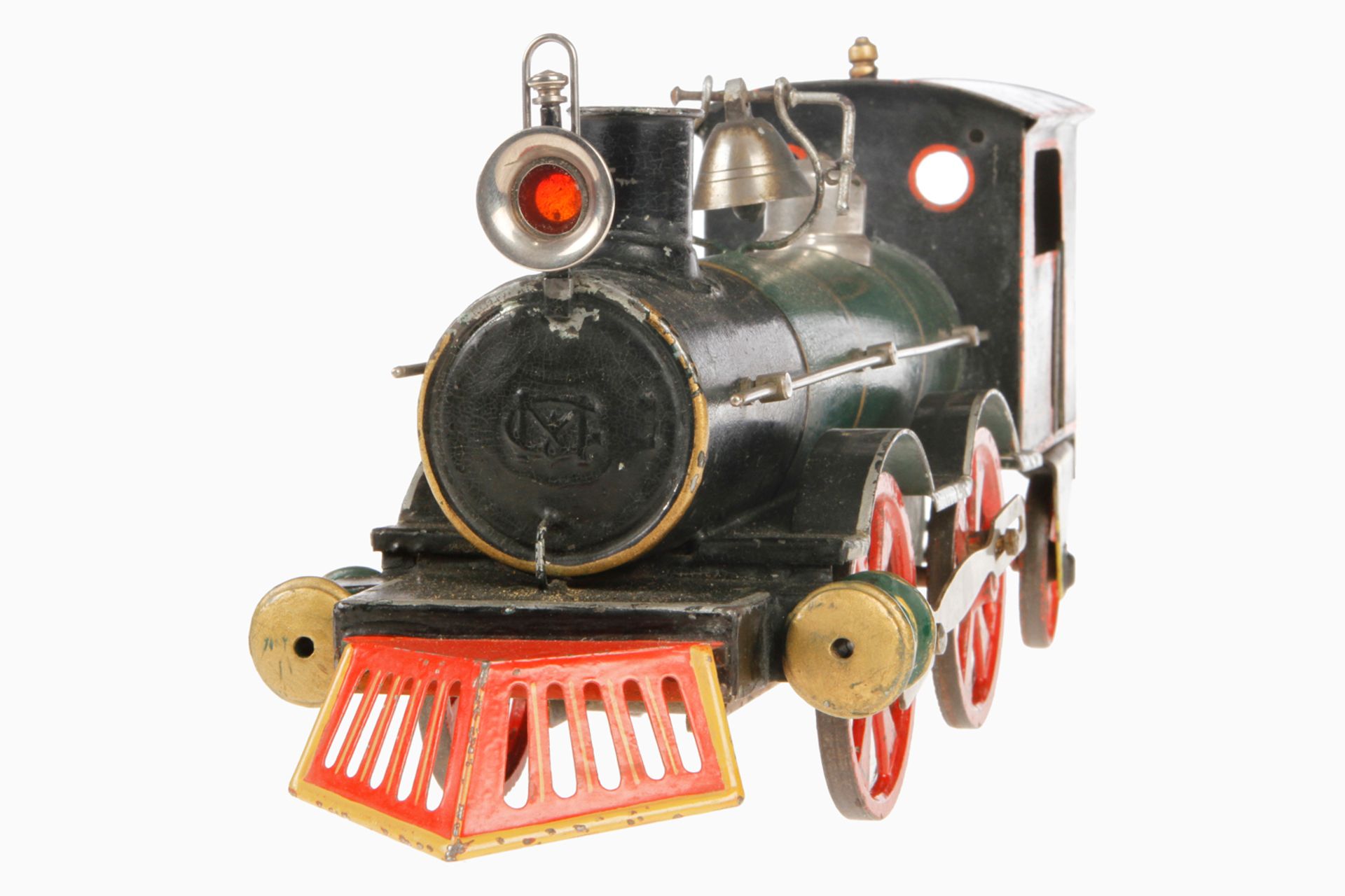 Märklin B-1 Bodenläufer-Tenderlok, Spur 3 Größe, um 1895, handlackiert, mit Stirnlampe, Glocke und - Bild 4 aus 5