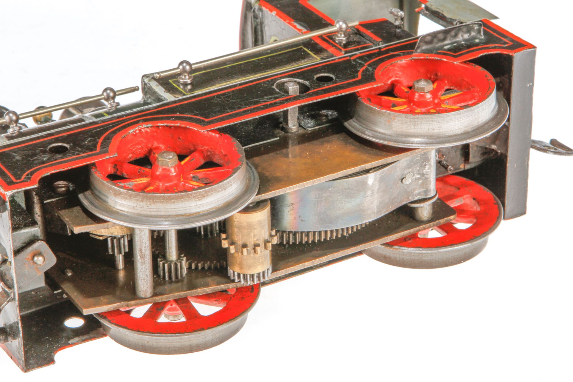 Märklin B-Zahnradlok L 1061, um 1907, Spur 1, handlackiert, Uhrwerk intakt, Galeriestangen, 2 - Bild 5 aus 5