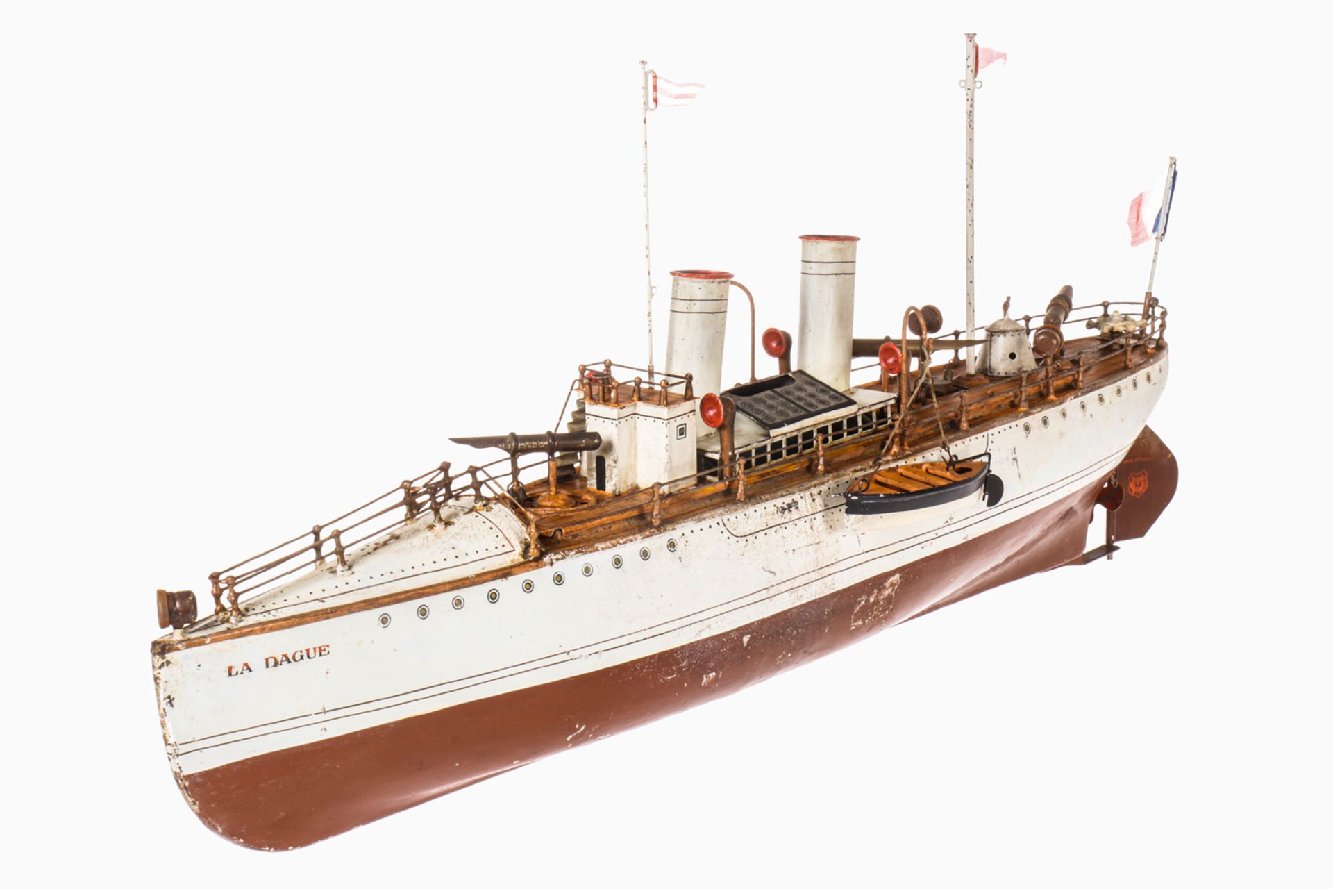 Märklin großes Torpedoboot "La Dague" D 5080/75, um 1909, handlackiert, dampfbetrieben, mit 3 - Bild 4 aus 6