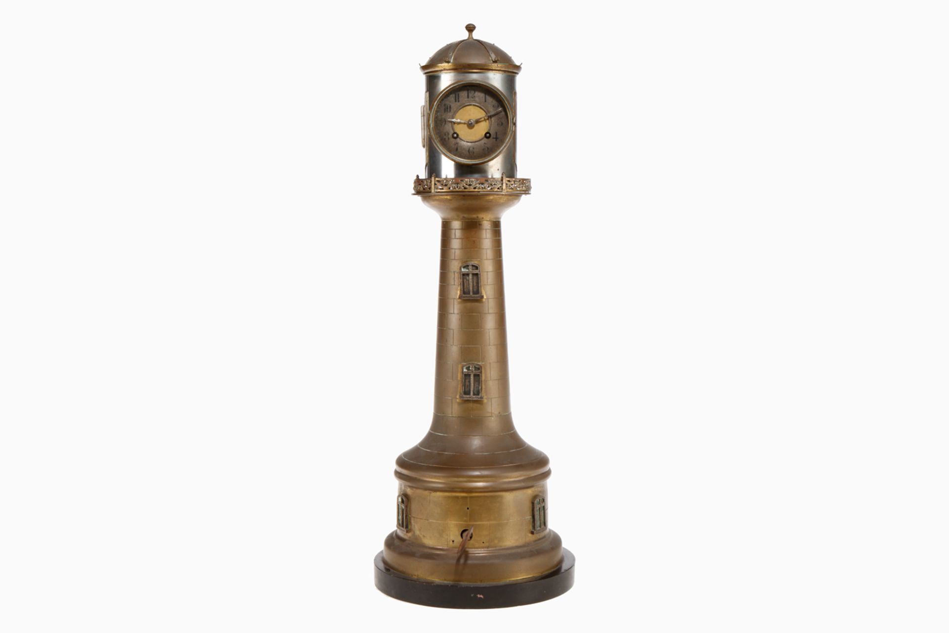 Somiliana Dunkerque, Große Leuchtturmuhr um 1900, Frankreich, Messing auf Steinsockel, Uhrwerk