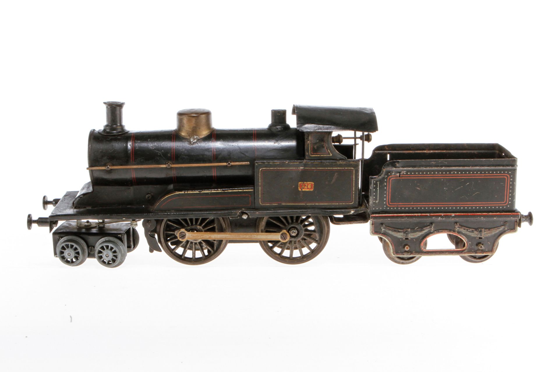 Märklin 2-B Dampflok 326, S 1, Uhrwerk intakt, schwarz, mit Tender, Z 4