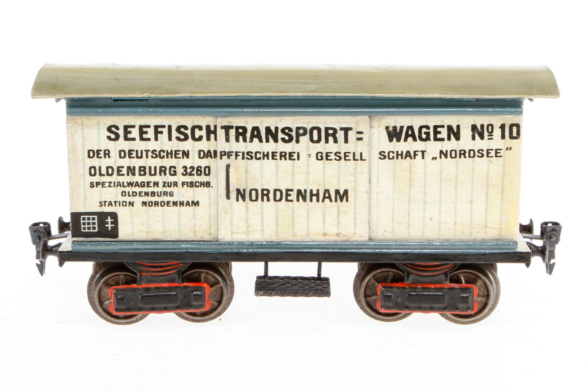 Märklin Seefischewagen, S 1, uralt, handlackiert, mit 2 ST, Chassis und Stirnseiten nachlackiert,