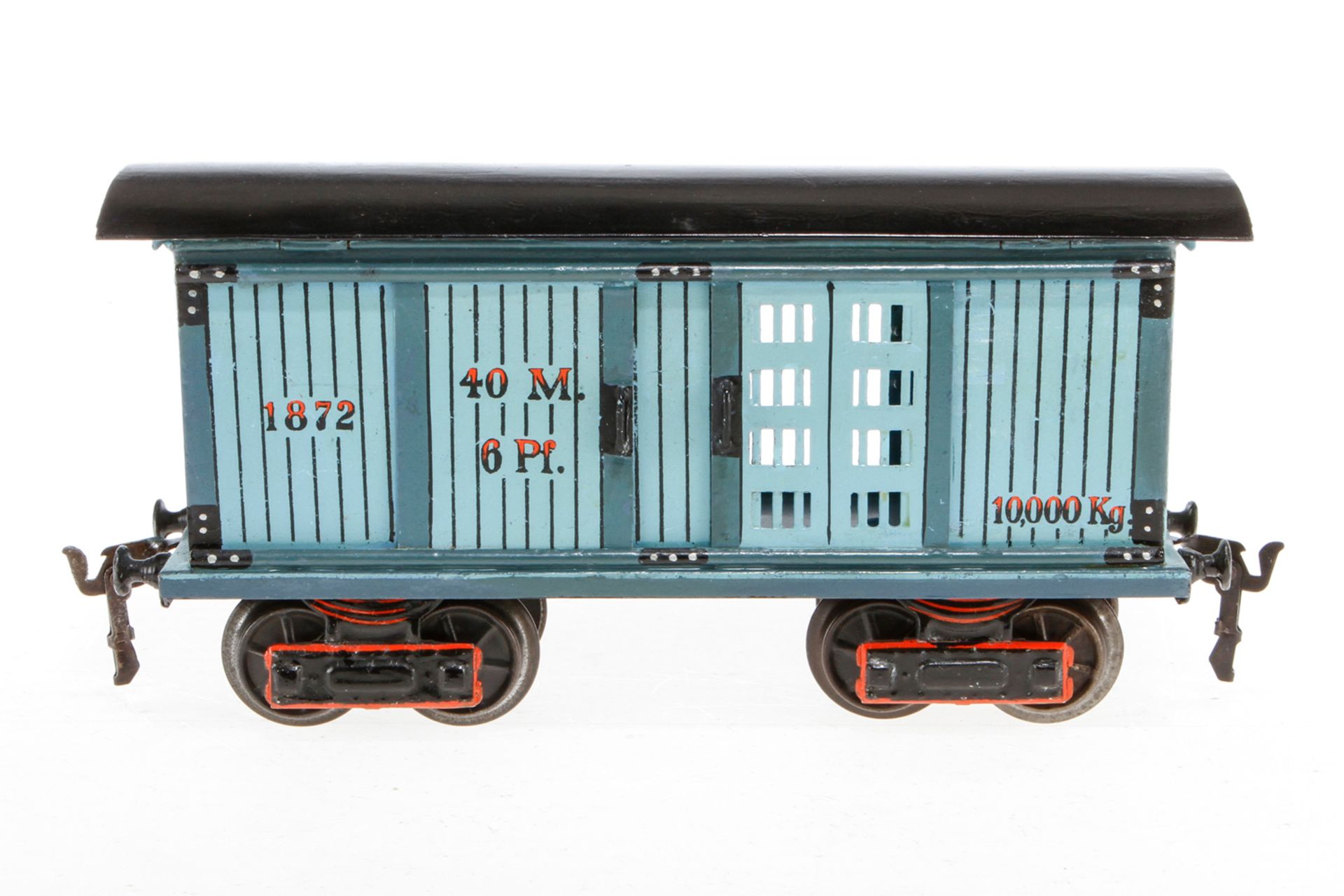 Märklin Pferde-/Gepäckwagen 1872, S 1, uralt, handlackiert, mit 4 ST, Dach und Unterboden rest.,