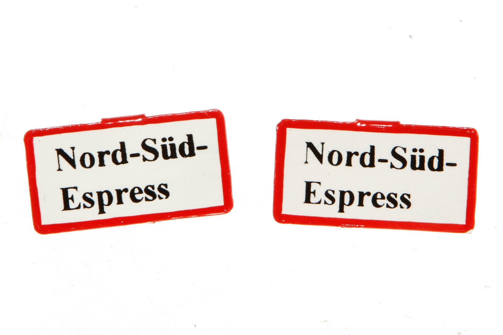 2 Replik Zuglaufschilder "Nord-Süd-Express", handlackiert, L 2,3, Z 1-2