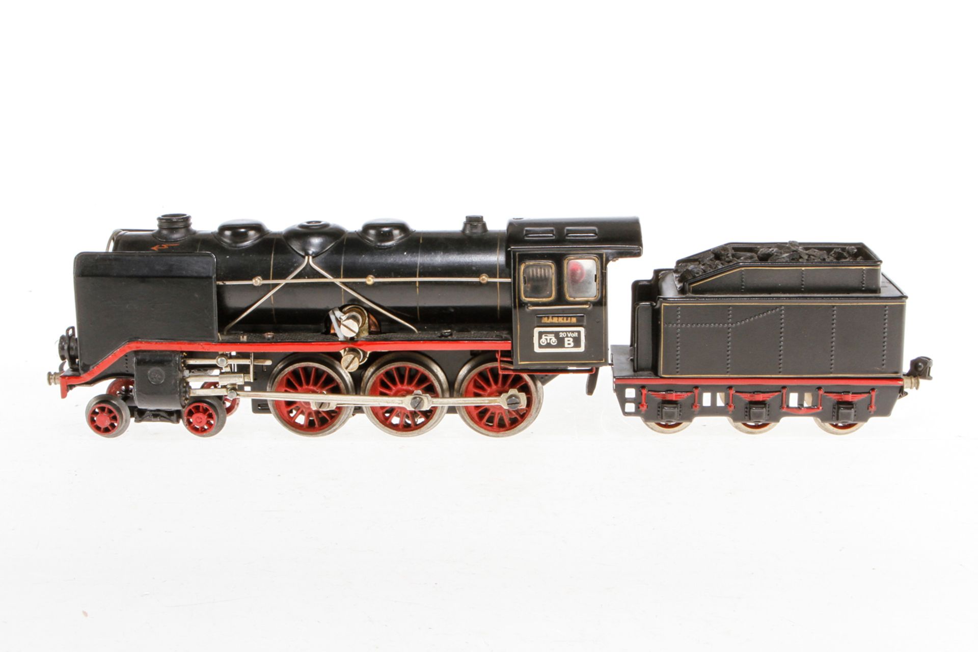 Märklin 2-C Dampflok GR 66/12920, S 0, elektr., schwarz, mit Tender, große Windleitbleche und 2