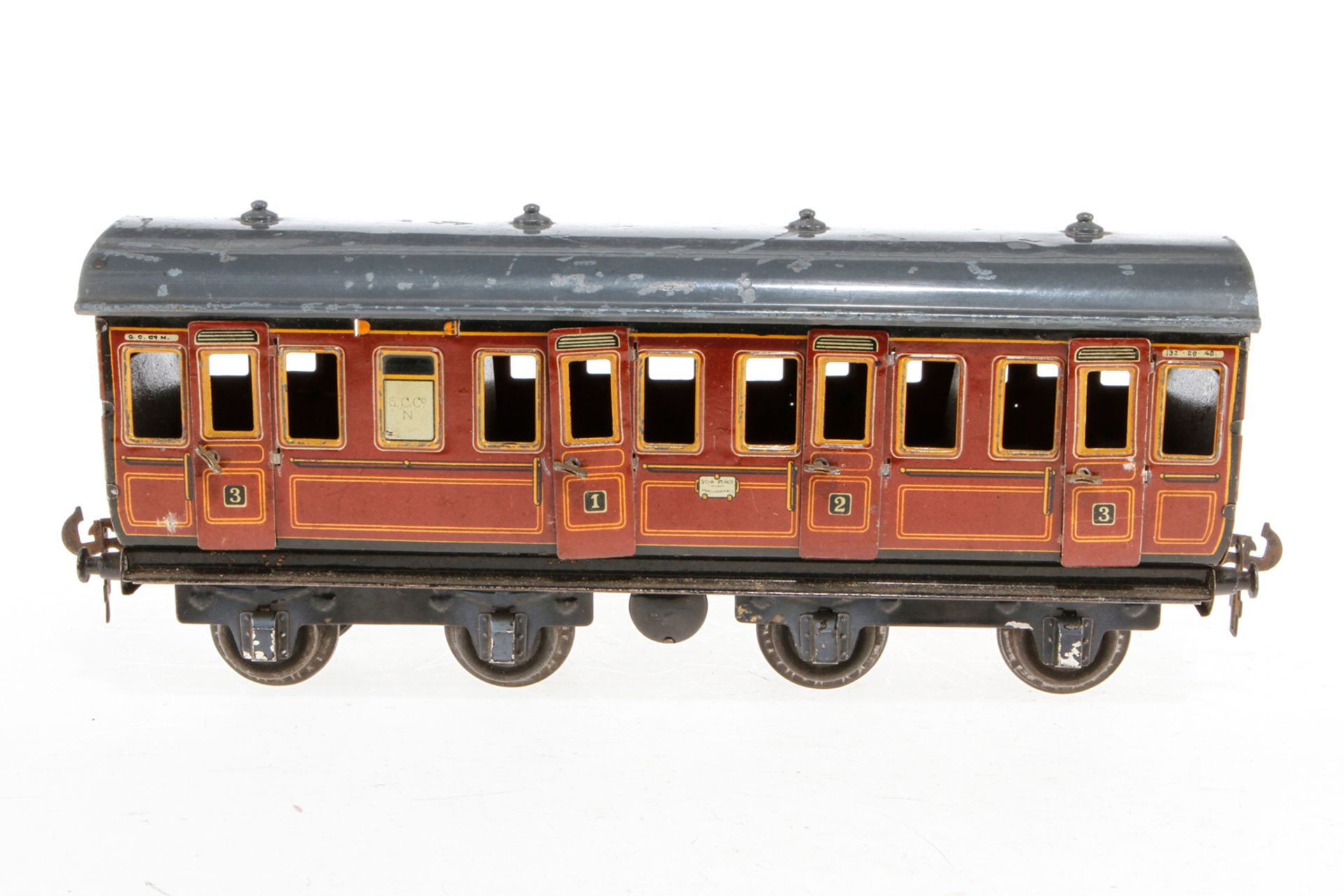 Carette Abteilwagen, S 1, rotbraun CL, mit Inneneinrichtung und 8 AT, Lackschäden und gealterter