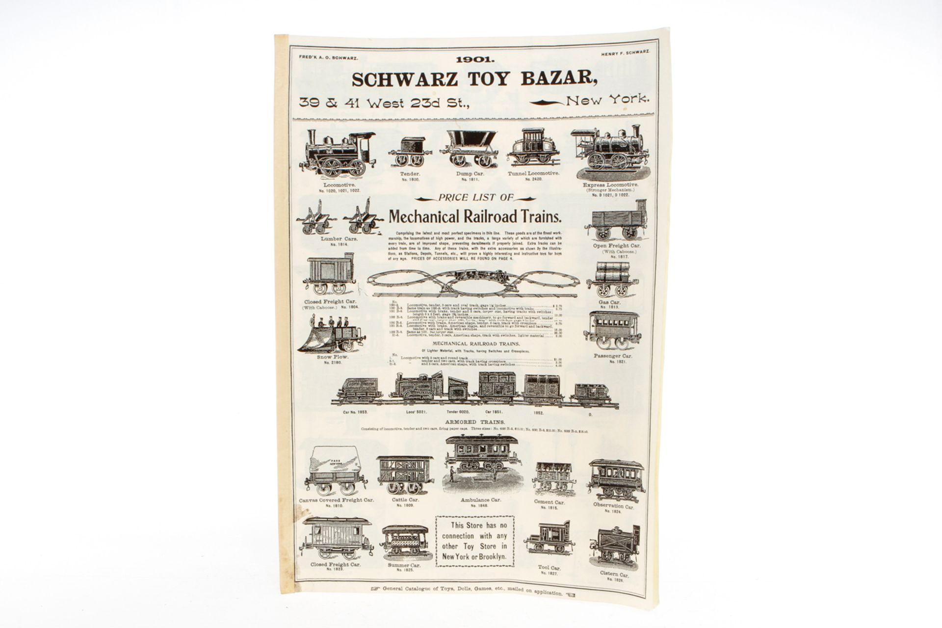 Märklin Nachdruck-Faltblatt "1901 Schwarz Toy Bazar New York", H 39,5