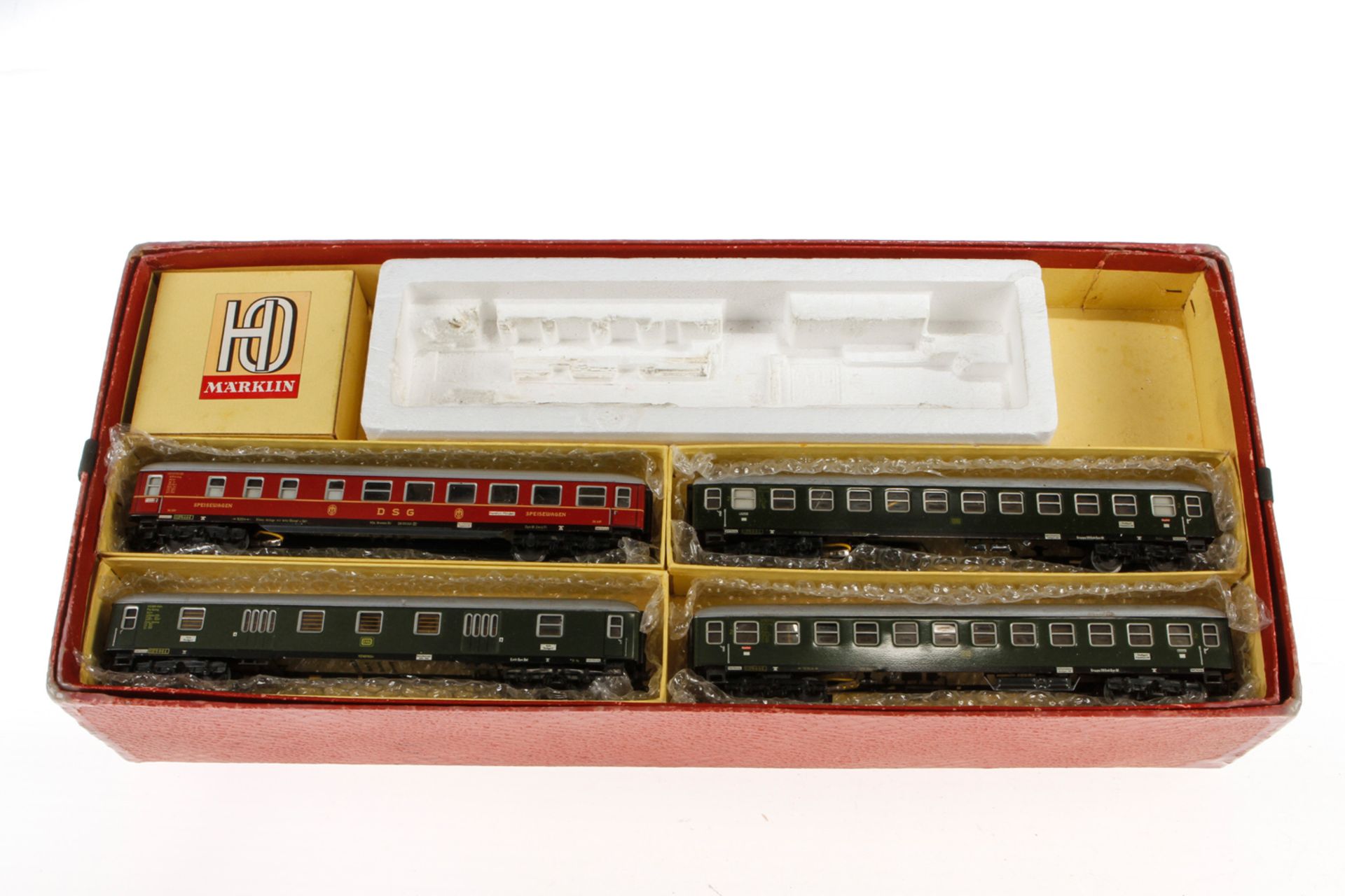 Märklin Zugpackung 3148, S H0, mit 4 Wagen und Schienenmaterial, 2-lagig, nicht vollständig,