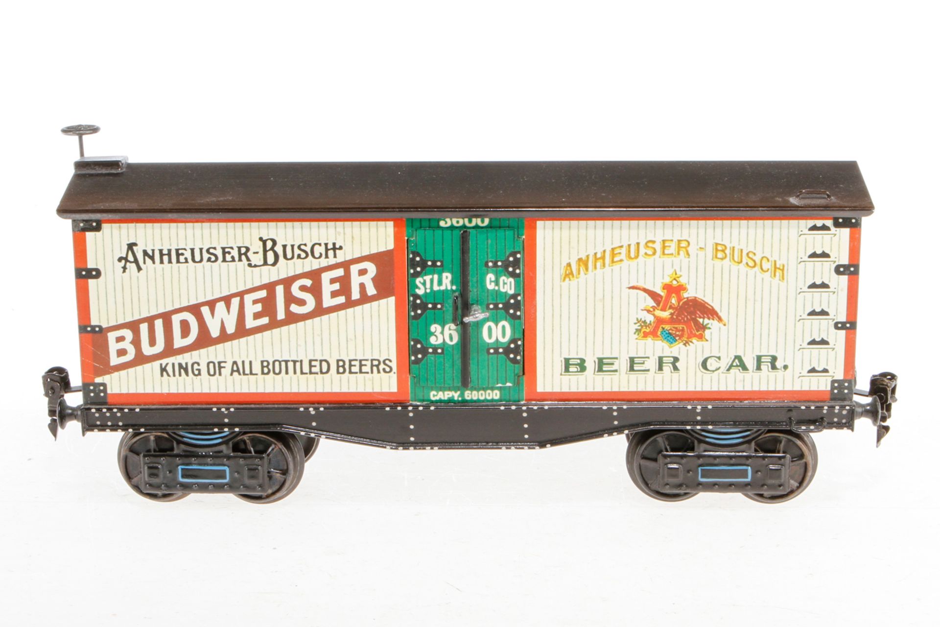 Bauer amerik. Bierwagen "Budweiser" 2960, S 1, handlackiert, mit 2 DT, Lackschäden, L 31,5,