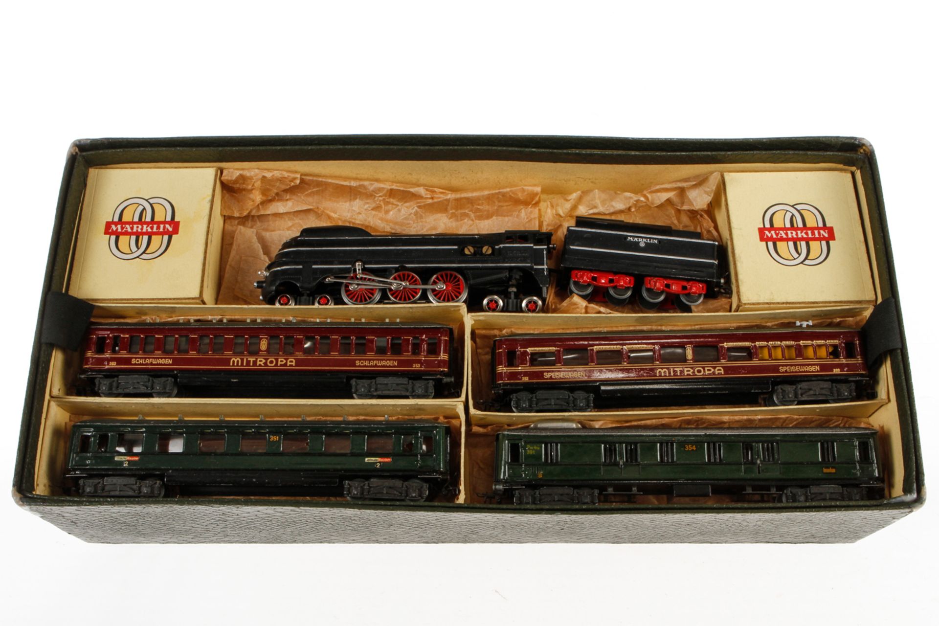 Märklin Zugpackung SK 851/4 N, S H0, mit Schlepptenderlok, 4 Wagen und Schienenmaterial, 2-lagig,