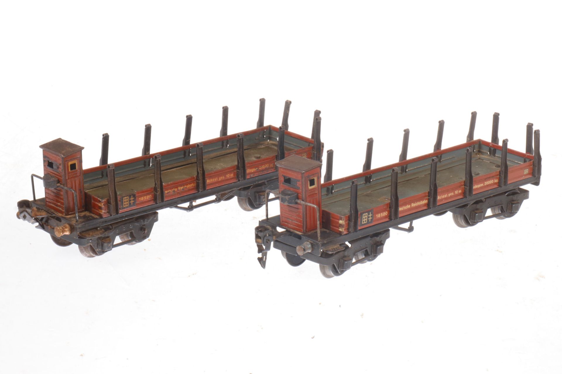 2 Märklin Güterwagen 1852, S 0, Alterungs- und Gebrauchsspuren, L 24,5, Z 3