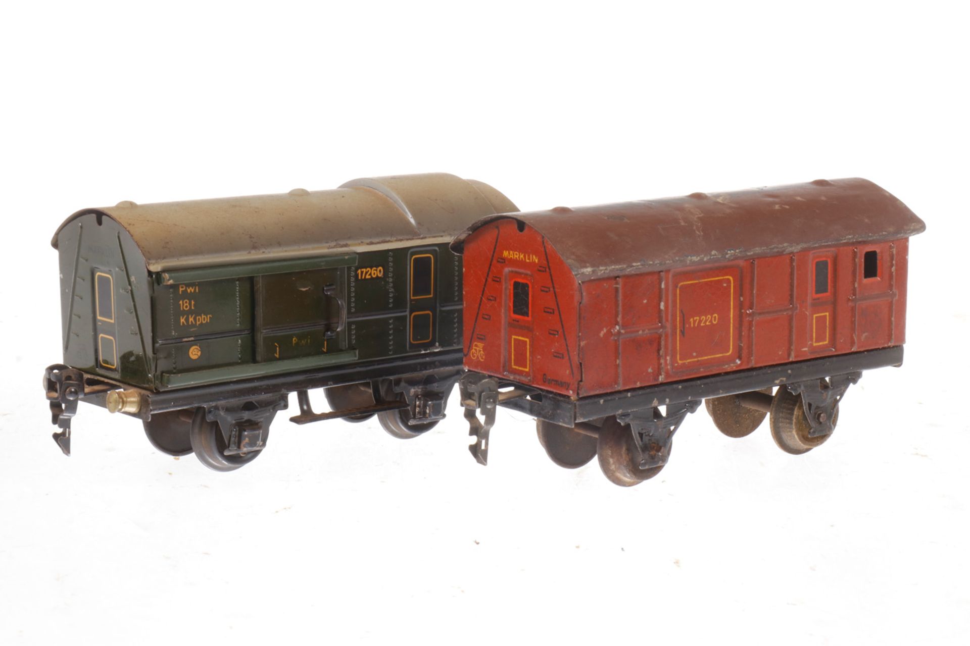 Märklin Güterwagen 1722 und 1726, S 0, tw im Schwarzbereich kleine farbliche Ausbesserungen, LS, tw