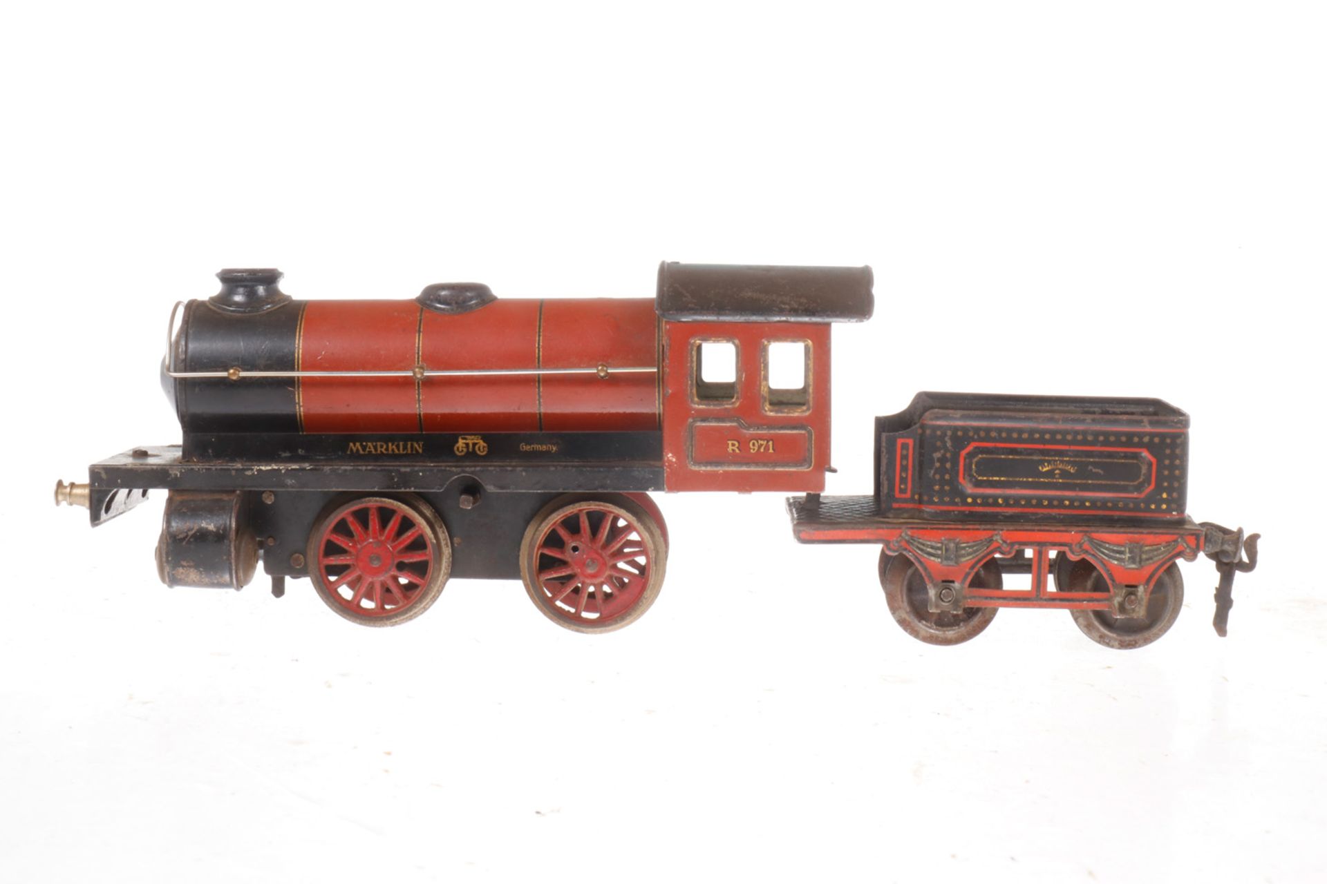 Märklin B-Dampflok R 971, S 1, Uhrwerk intakt, mit falschem Tender, kleine farbliche