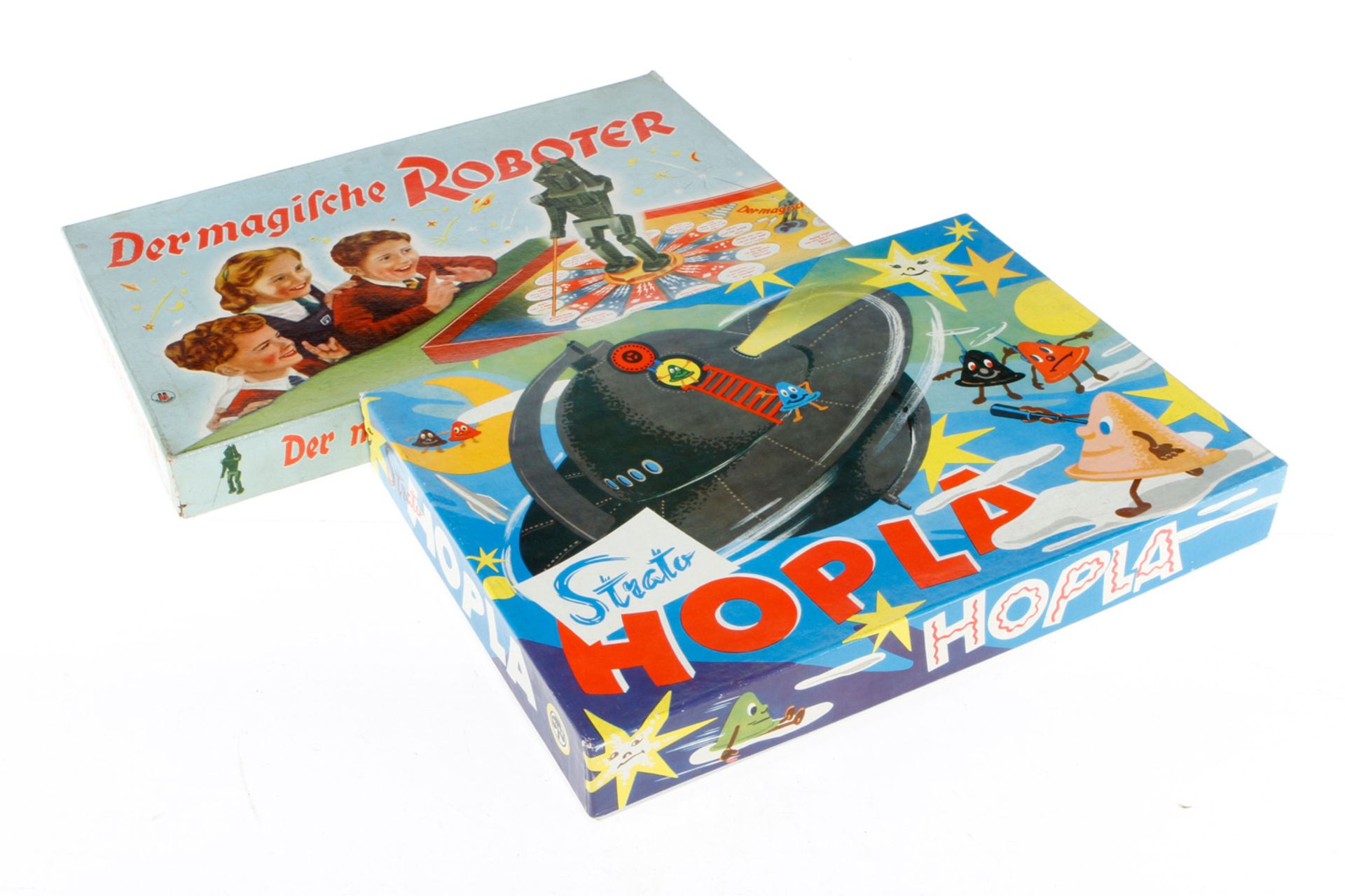 2 Spiele "Der Magische Roboter" und "Strato Hopla", wohl komplett, Alterungsspuren, Z 2-3