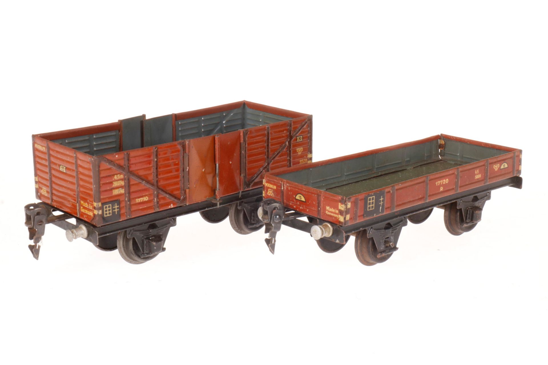 2 Märklin Güterwagen 1764 und 1765, S 0, CL, LS, L 16,5, Z 3