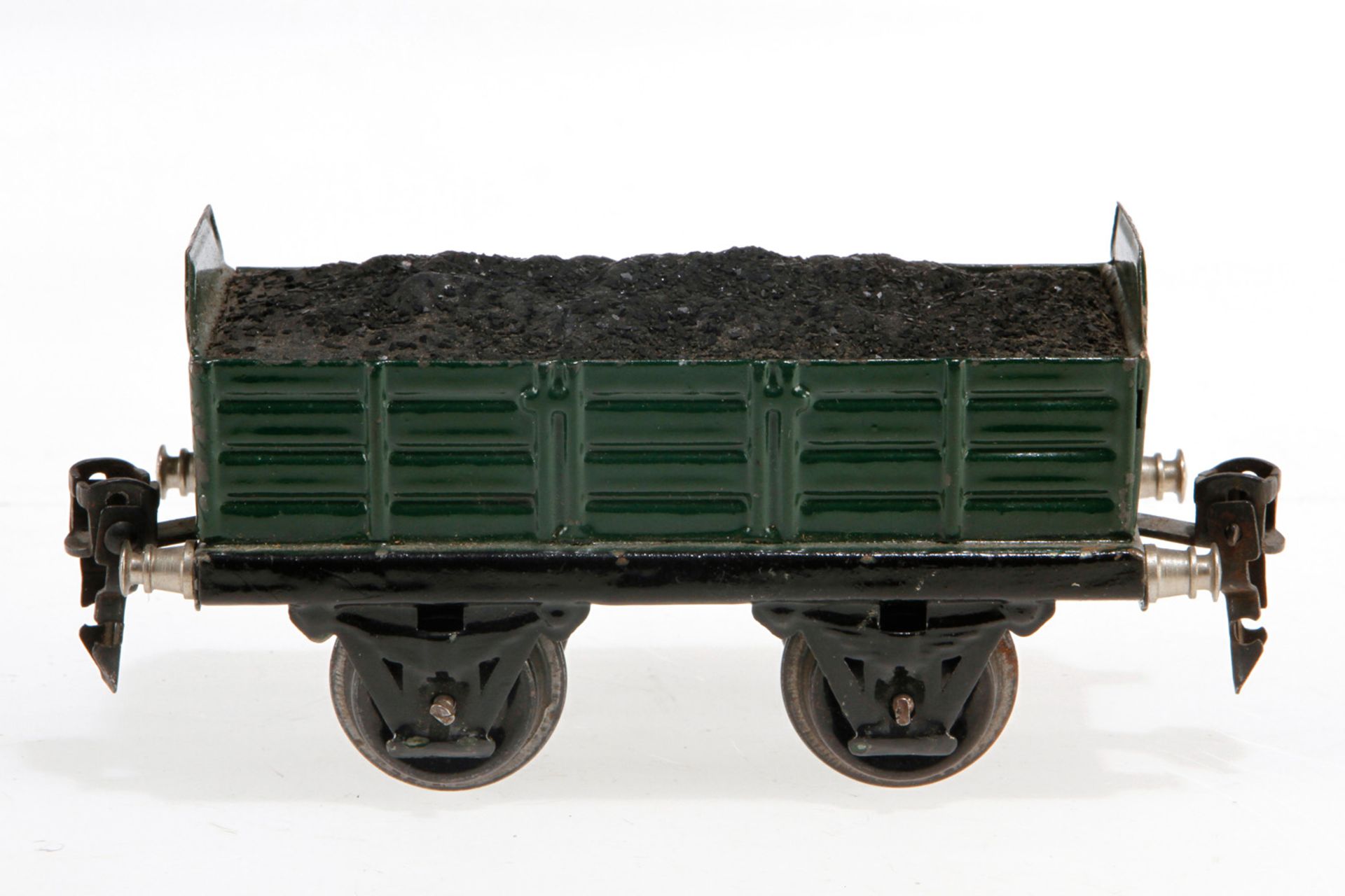 Märklin offener Güterwagen 1920, S 0, HL, mit Kohleladung, LS und gealterter Lack, L 13, Z 2-3