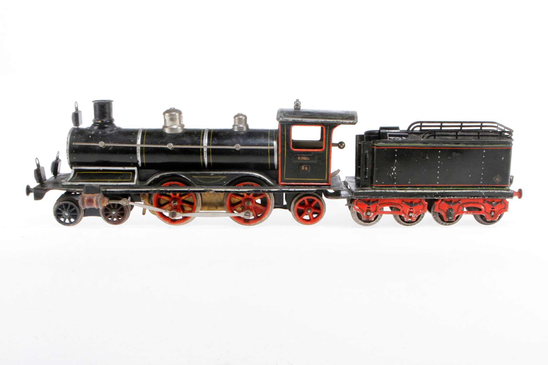 Märklin 2-B-1 Dampflok CE 1021, S 1, uralt, Uhrwerk intakt, HL, mit Tender, 3 imit. Stirnlampen,