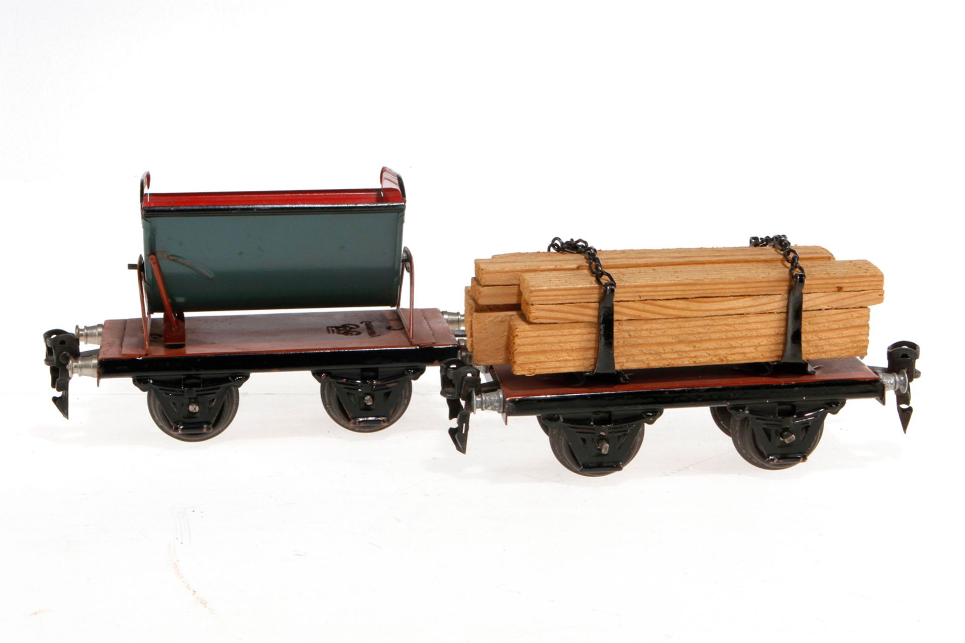 2 Märklin Güterwagen, S 0, HL, LS und gealterter Lack, L 13, Z 2-3