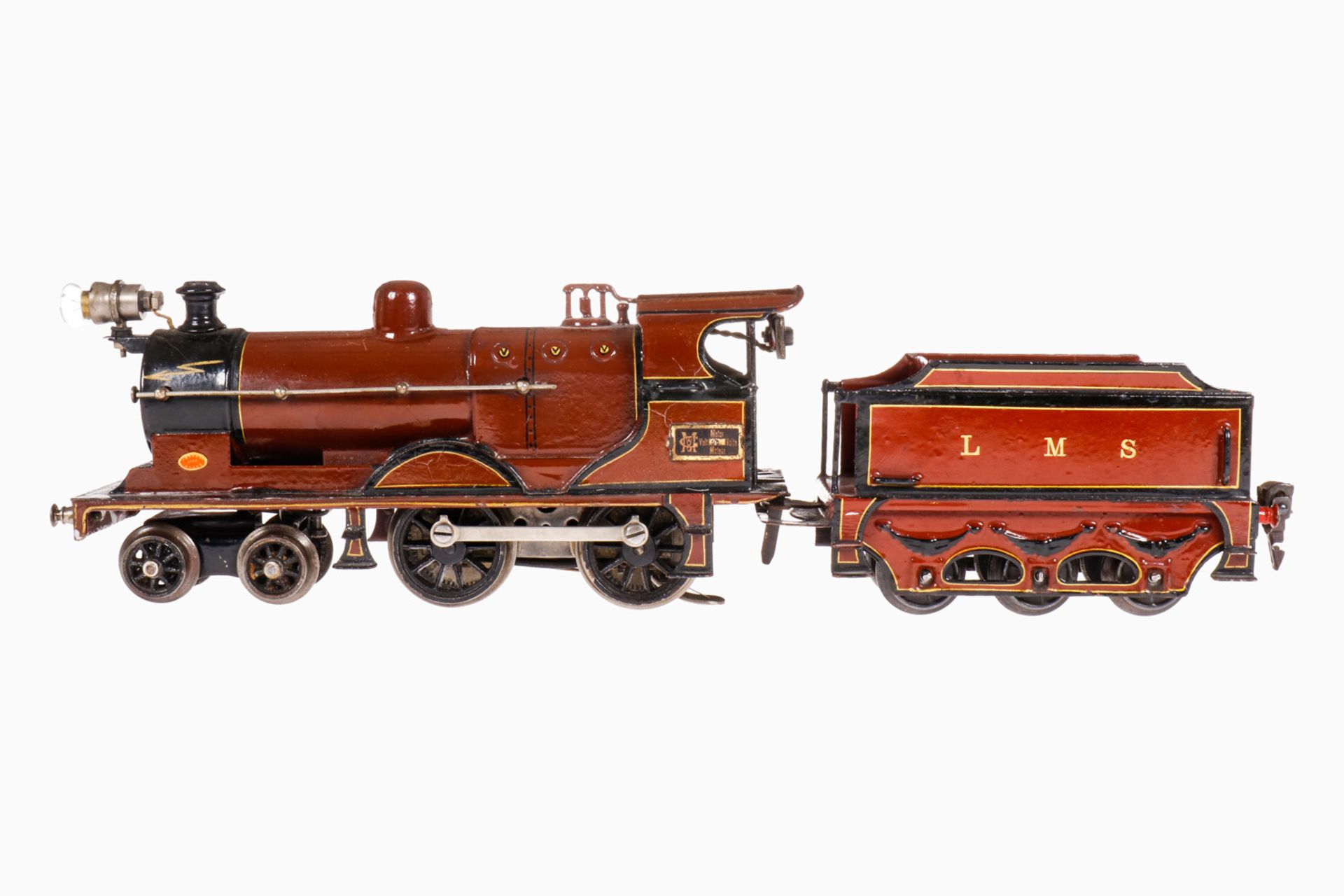 Märklin 2-B engl. Dampflok E 3120, mit 3A LMS-Tender, S 0, Starkstrom, handlackiert, 1 el. bel.