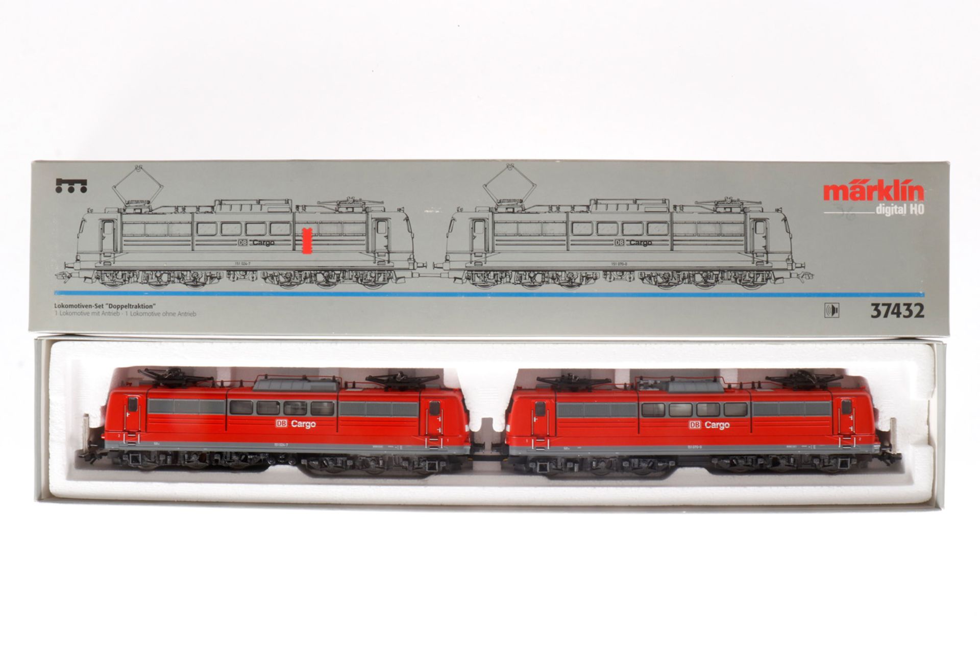 Märklin digital Lokomotiven-Set "Doppeltraktion" 37432, S H0, rot/grau, OK, Z 2