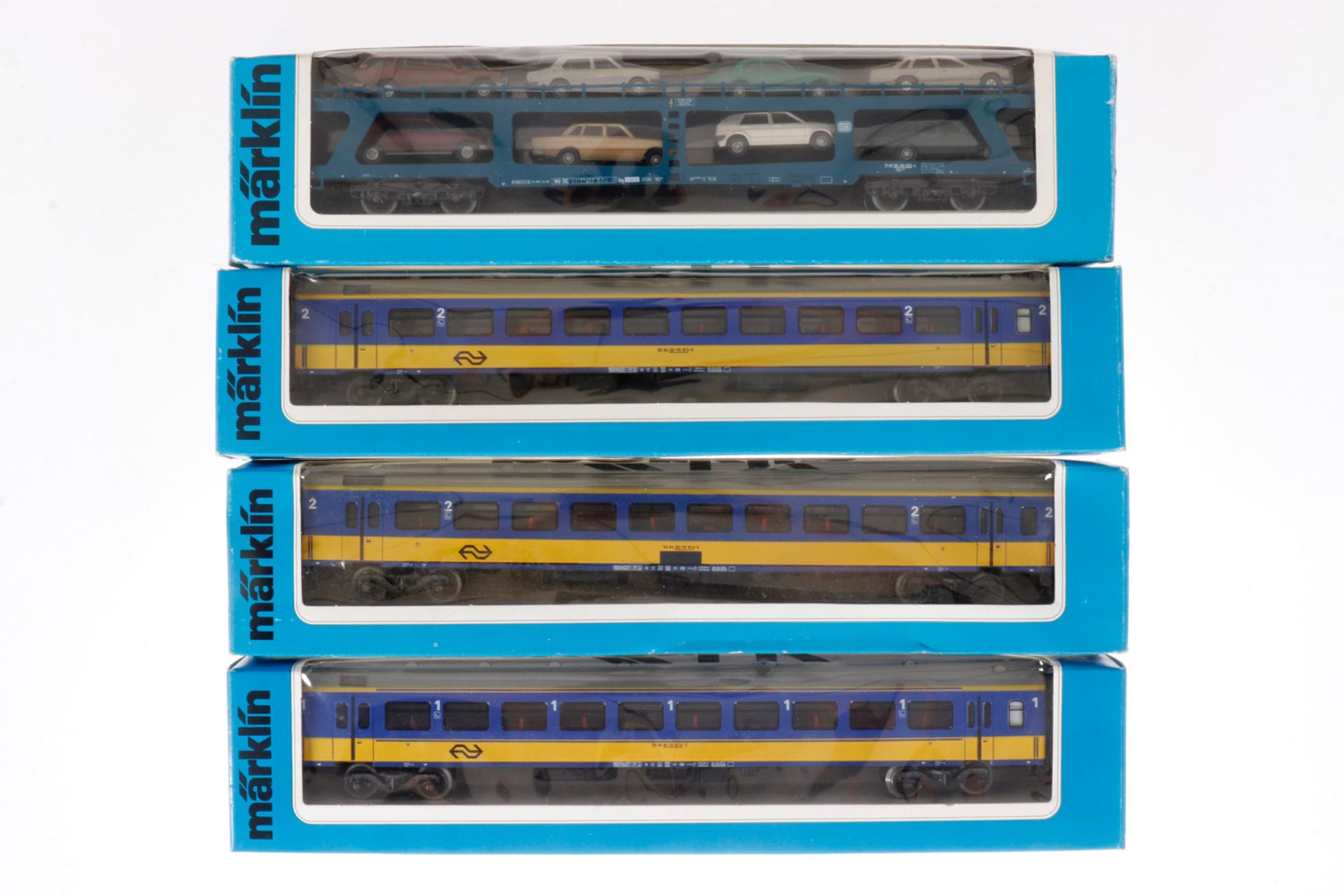 4 Märklin Wagen 4164, 2x 4165 und 4234, S H0, je im OK, Z 2