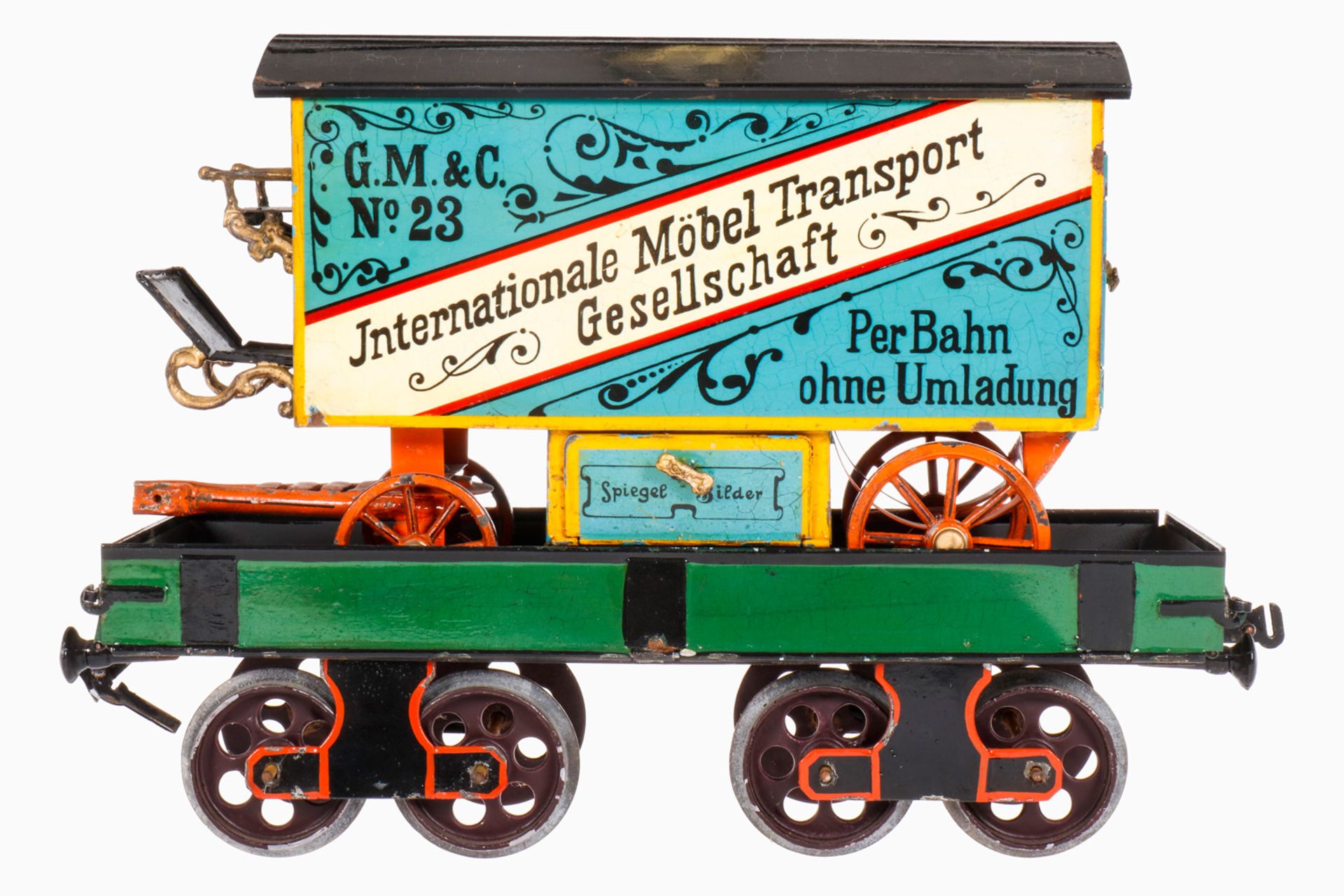 Dekorativer Nachbau von Märklin Möbeltransportwagen, in S 3 Größe, fein handlackiert,