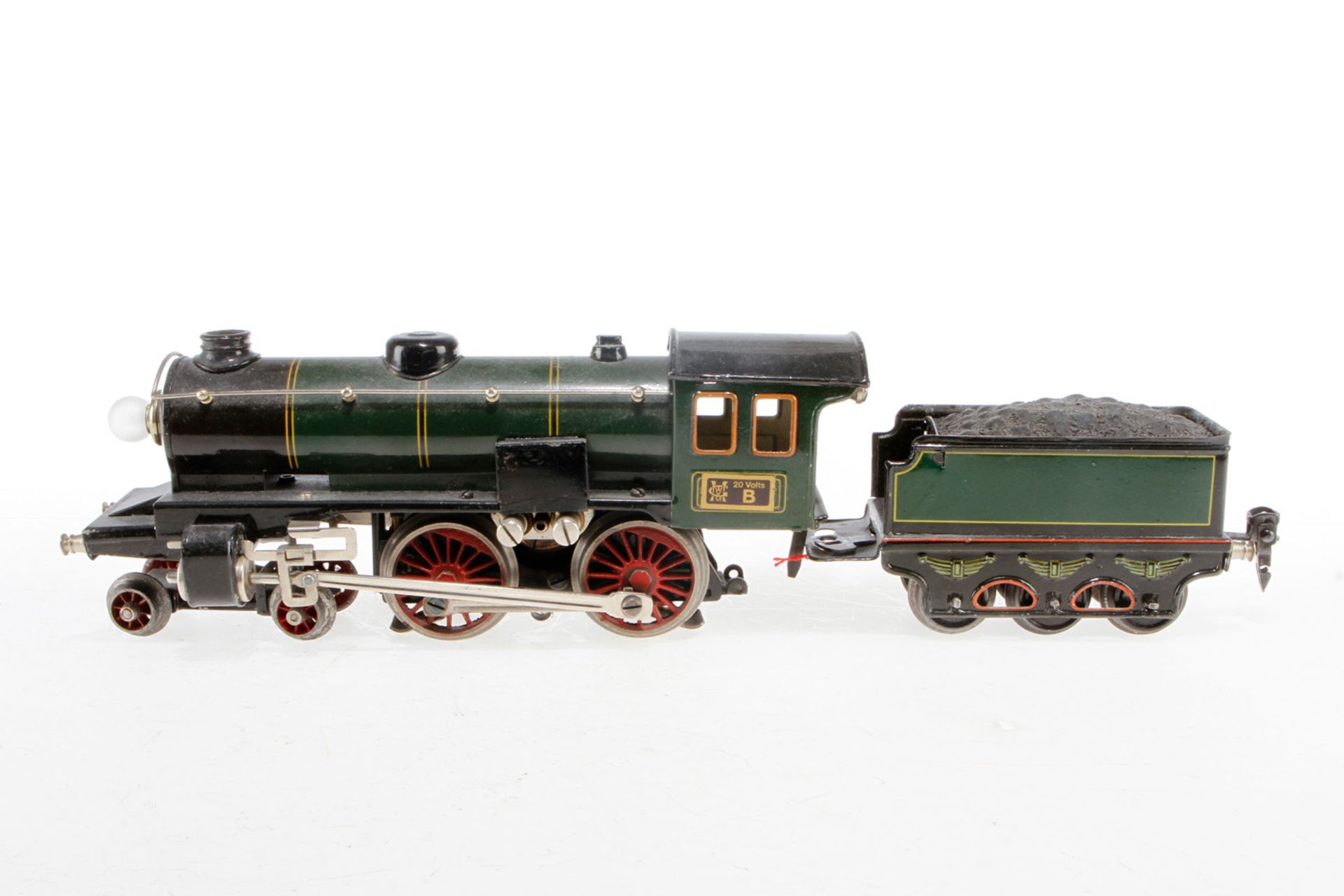 Märklin 2-B Dampflok E 66/13050, S 0, elektr., grün/schwarz, mit Tender und 1 el. bel. Stirnlampe,