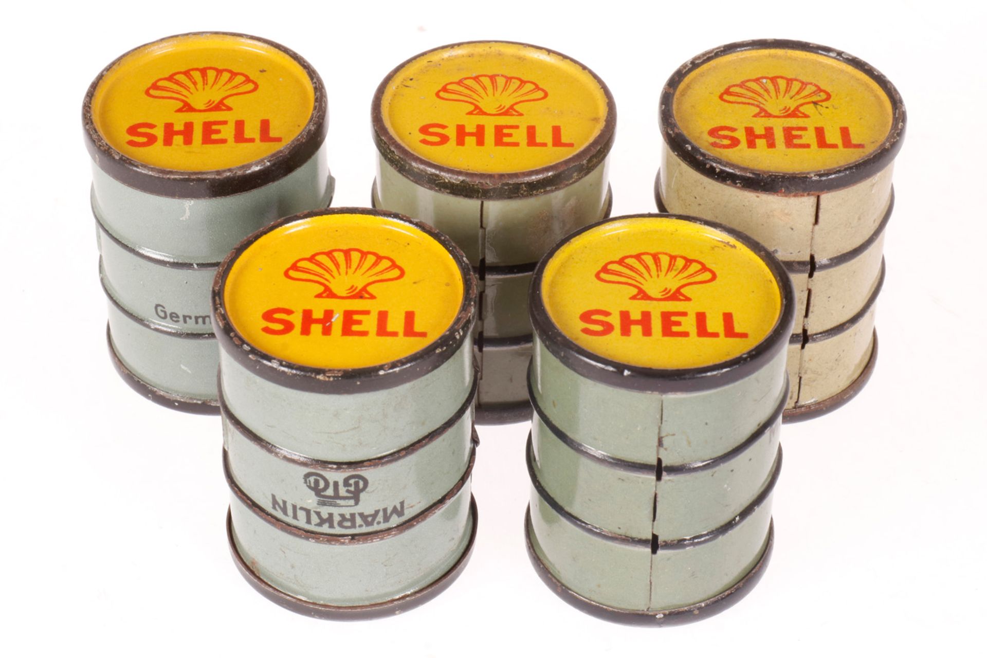 5 Märklin Shell Benzinfässer 2736, HL, LS, H 4,2, Z 2-3