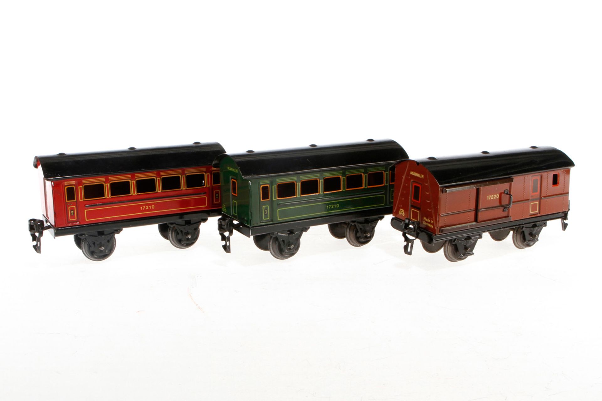 2 Märklin Personen- und Gepäckwagen 1721/1722, S 0, CL, LS, L 14,5, Z 2-3