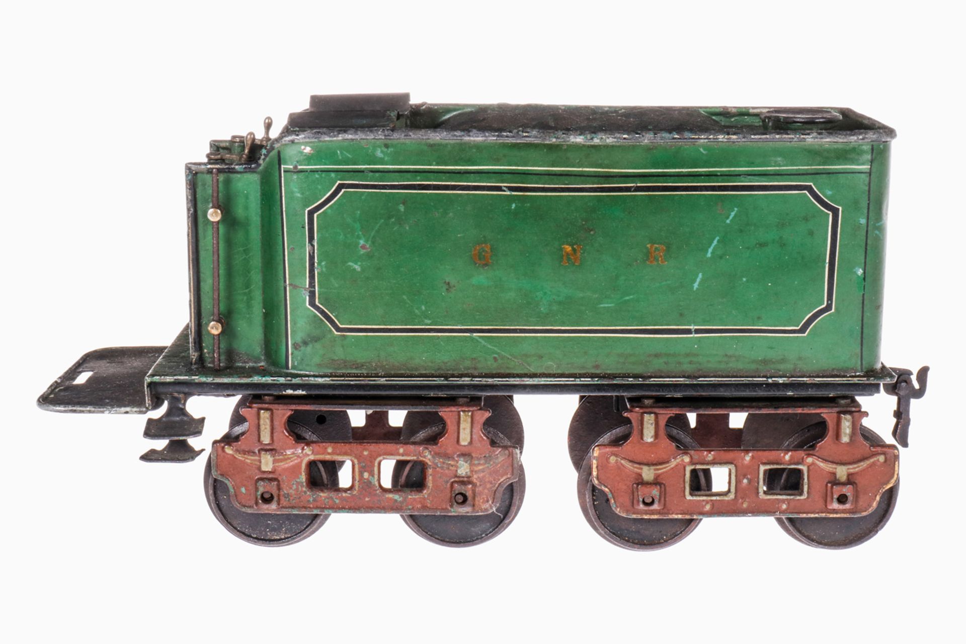 Märklin englischer 4A-Tender H 1801, S 3, "GNR", uralt, handlackiert, mit Speisewasserbehälter und 2