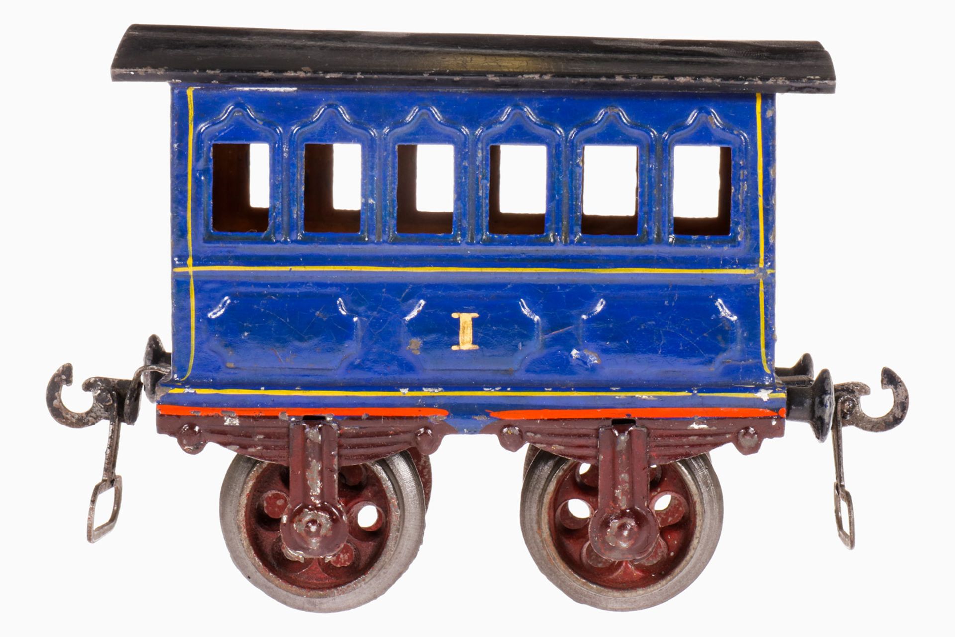 Märklin Personenwagen 1805, S 1, blau handlackiert, 2A Gussräder, 1 Achslagerblende und 1 Puffer