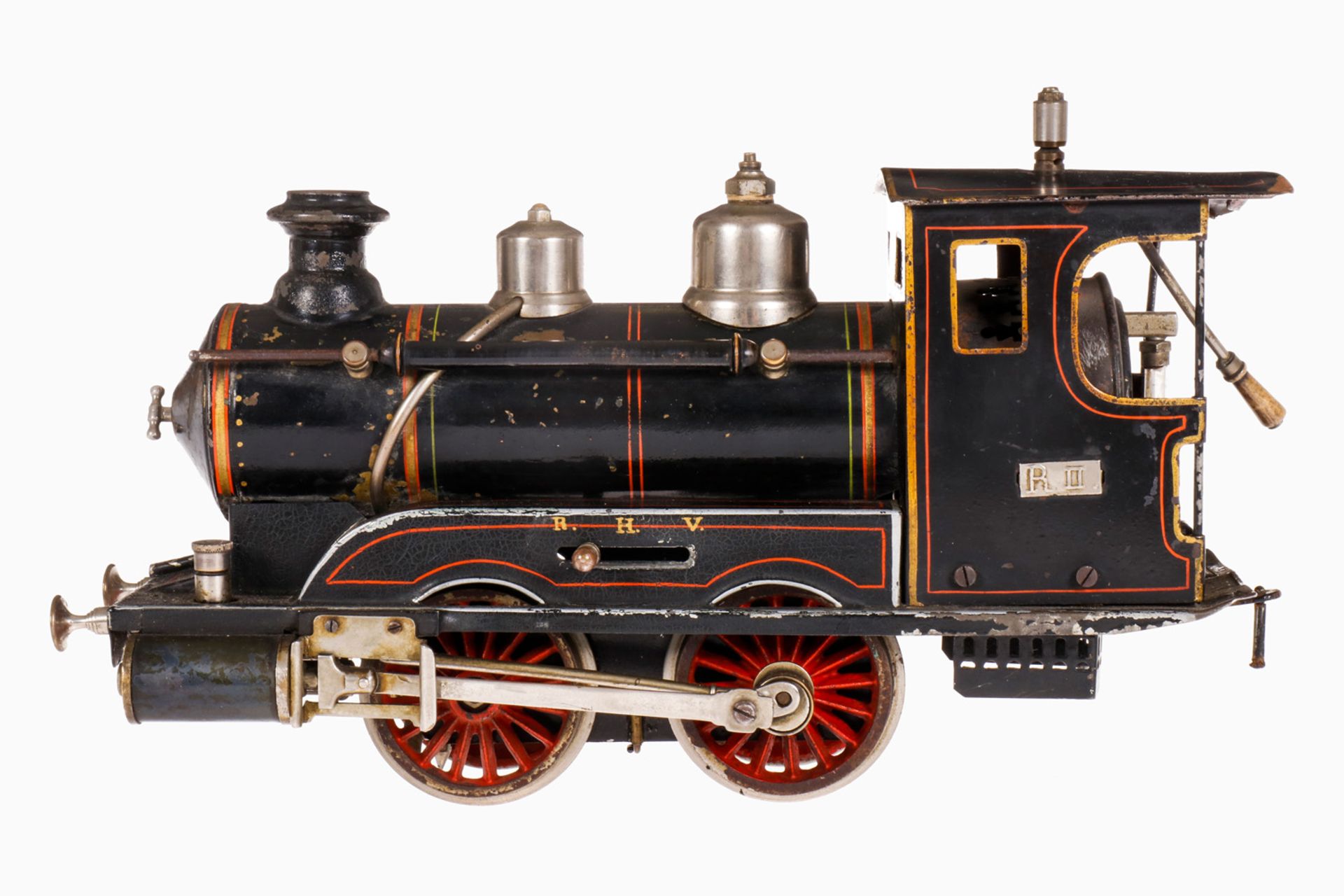 Märklin B-Damfplok 4022 "R II", ohne Tender, S 2, uralt, spiritusbetrieben, mit Armaturen und