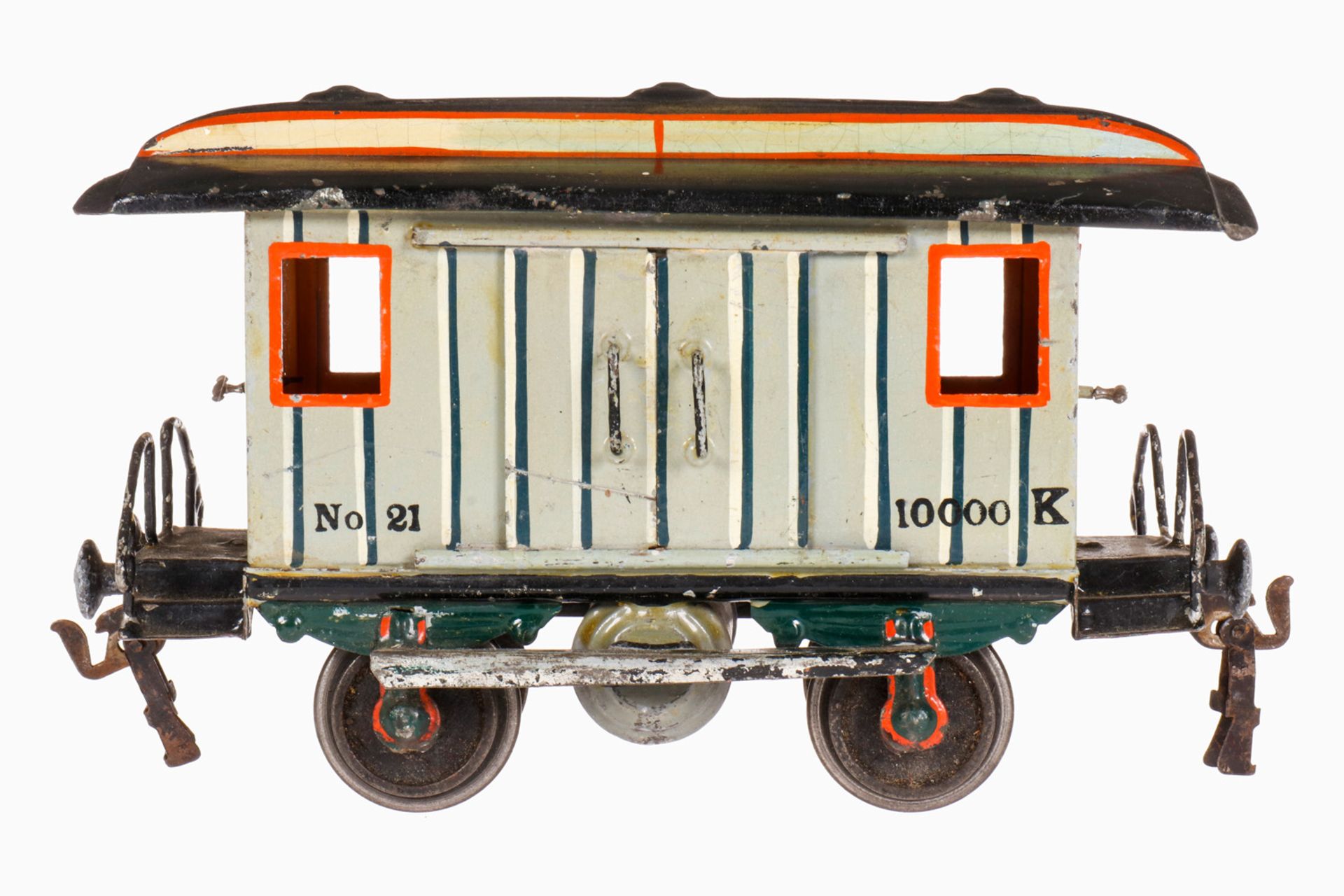 Märklin Gepäckwagen 1823, S 1, uralt, handlackiert, 2 AT, 2x2 ST, mit kleiner Inneneinrichtung,