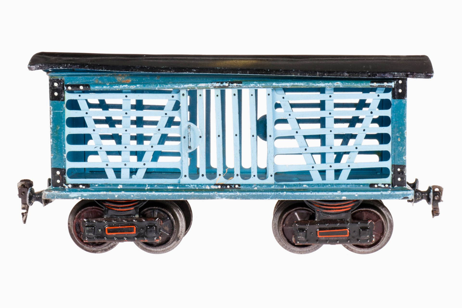 Märklin Viehwagen 1871, S 1, uralt, handlackiert, 2 ST, 4A, leichte Alterungsspuren, L 25,5, Z 2