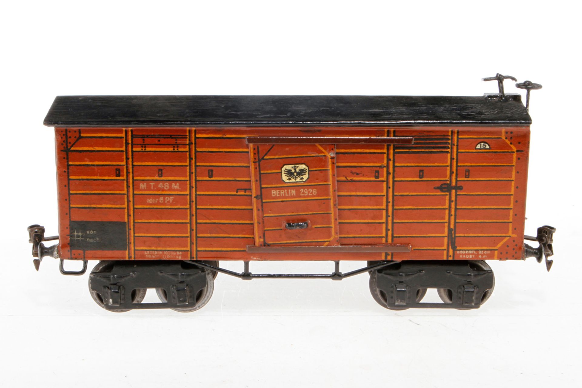 Märklin gedeckter Güterwagen 1926, S 1, HL, mit 2 ST, Dach rest., Trittstufen an Stirnseite fremd,