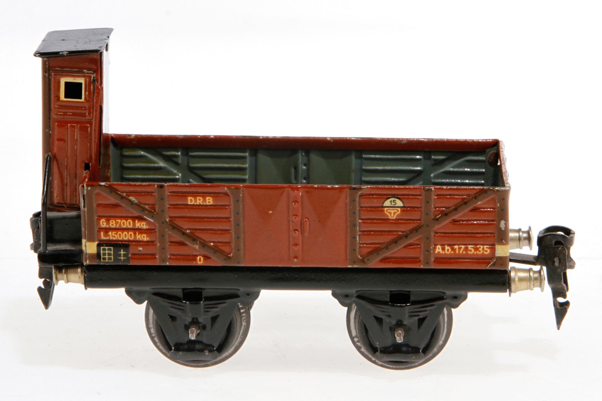 Märklin offener Güterwagen 1671, S 0, CL, mit BRHh, LS und gealterter Lack, L 13, Z 2-3