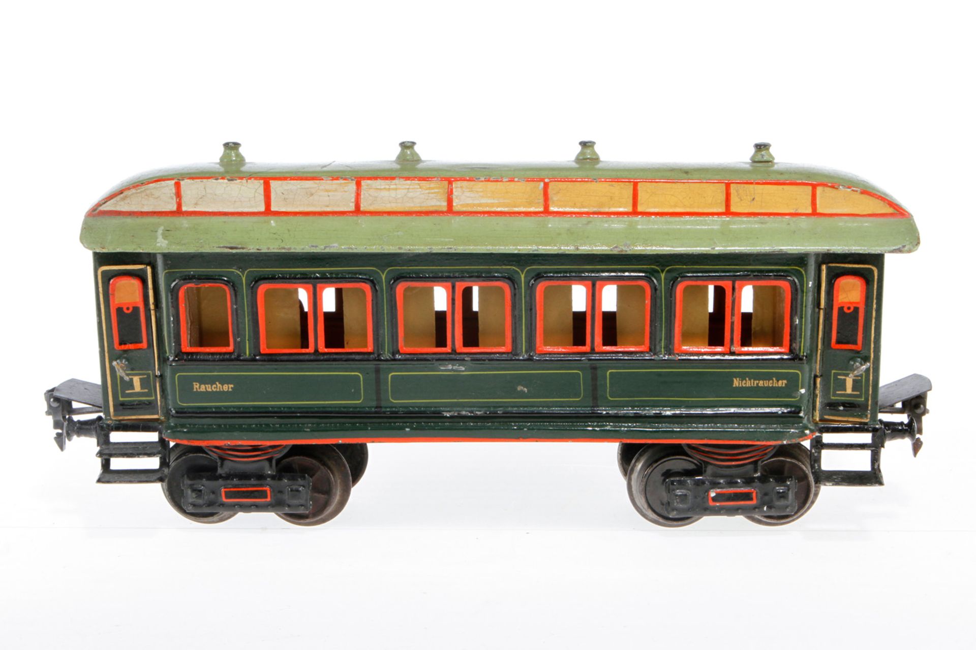 Märklin Personenwagen 1841, S 1, uralt, HL, mit Inneneinrichtung und 4 AT, Dachlaschen und