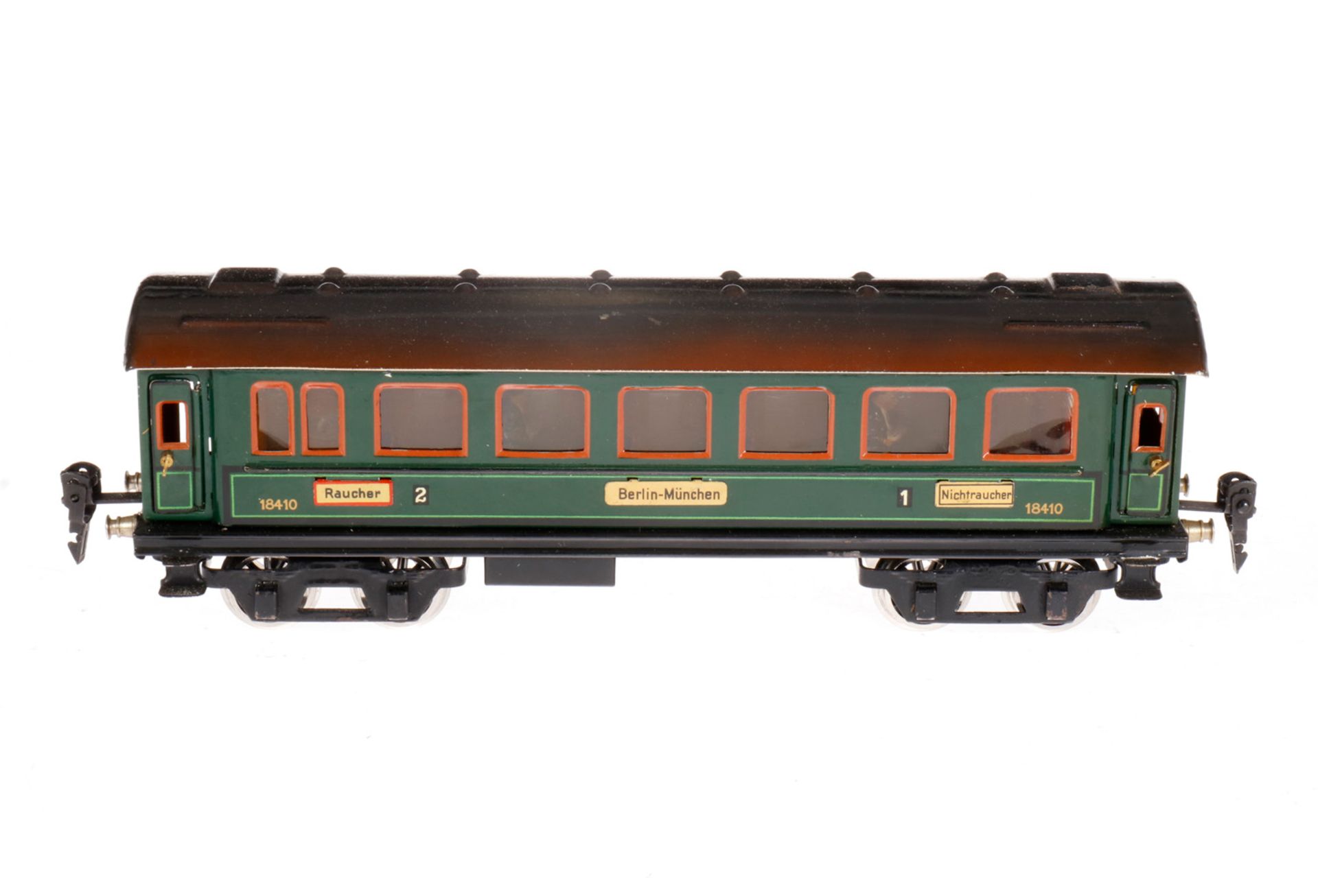Märklin Personenwagen 1841 G, S 0, CL, mit Inneneinrichtung, 4 AT, Schildern und neuen Gussrädern,