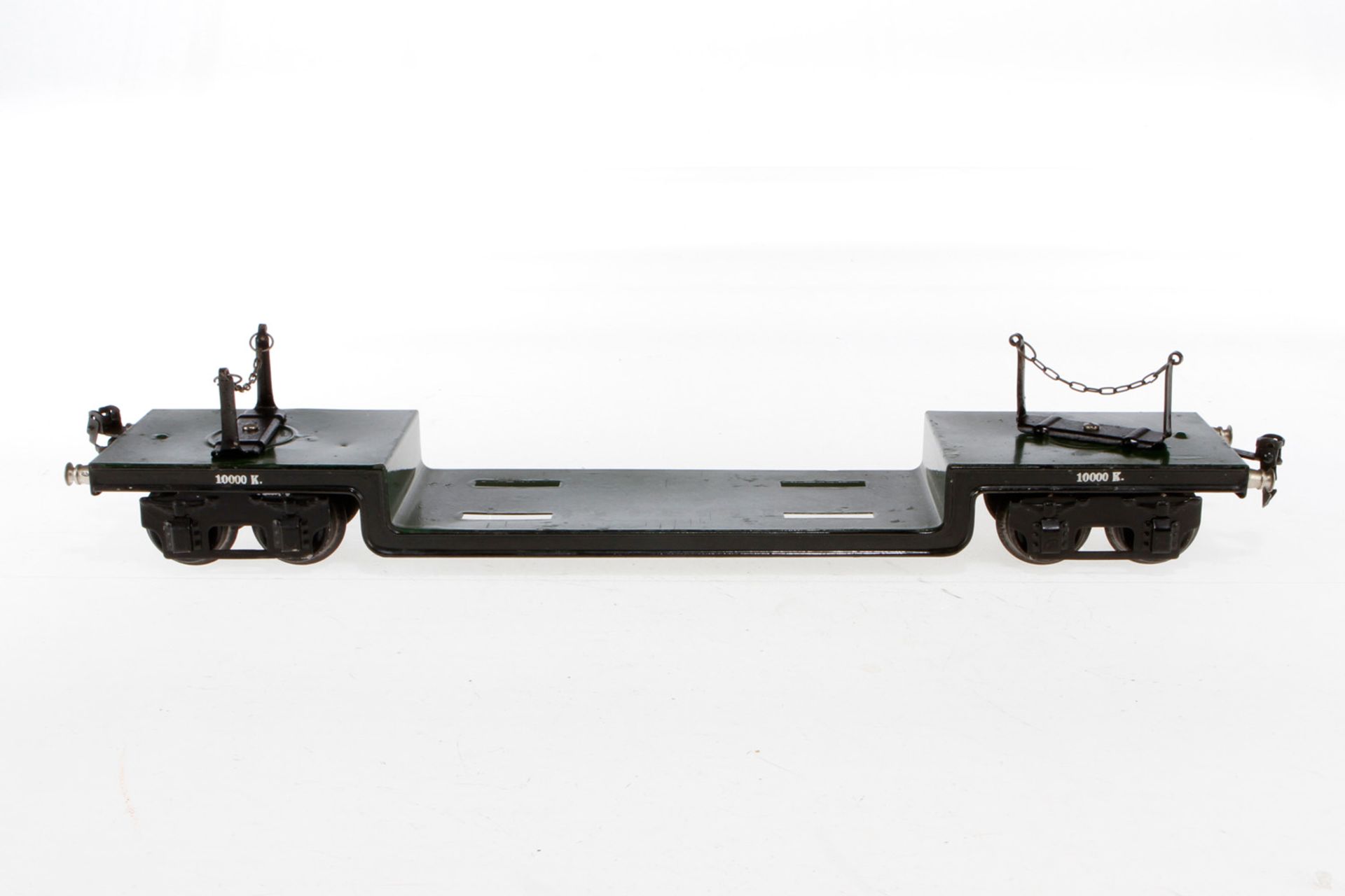 Märklin Tiefladewagen 1955, S 1, HL, mit 2 Drehschemeln, LS tw ausgebessert, gealterter Lack, L 44,