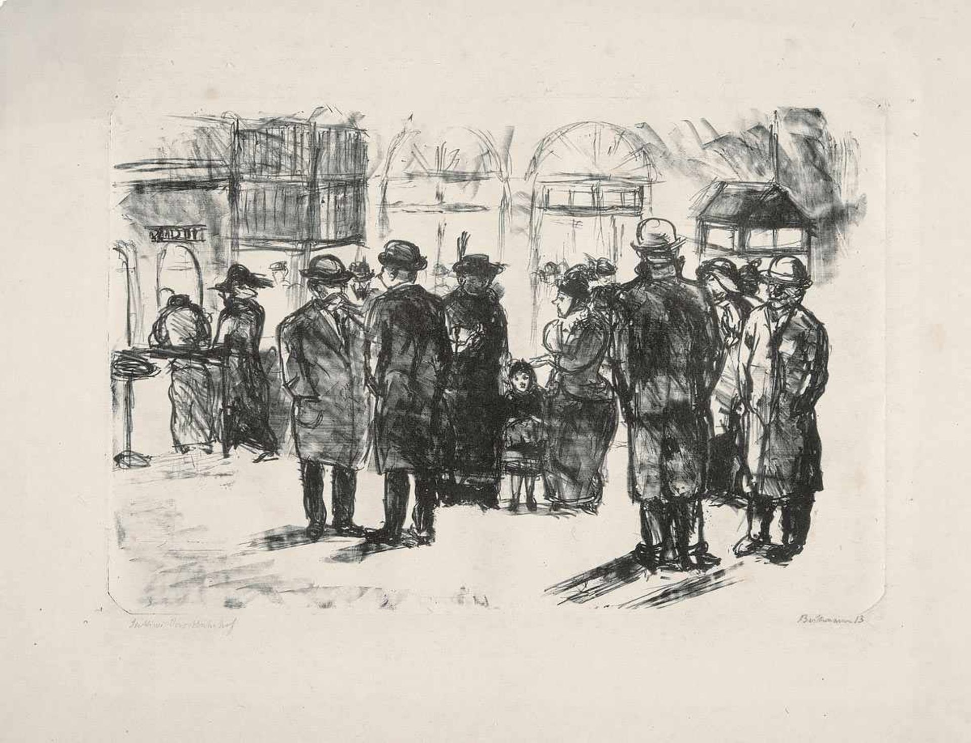 Beckmann, Max(Leipzig 1884 - 1950 New York)Stettiner Vorortbahnhof. Lithographie auf festem Japan.