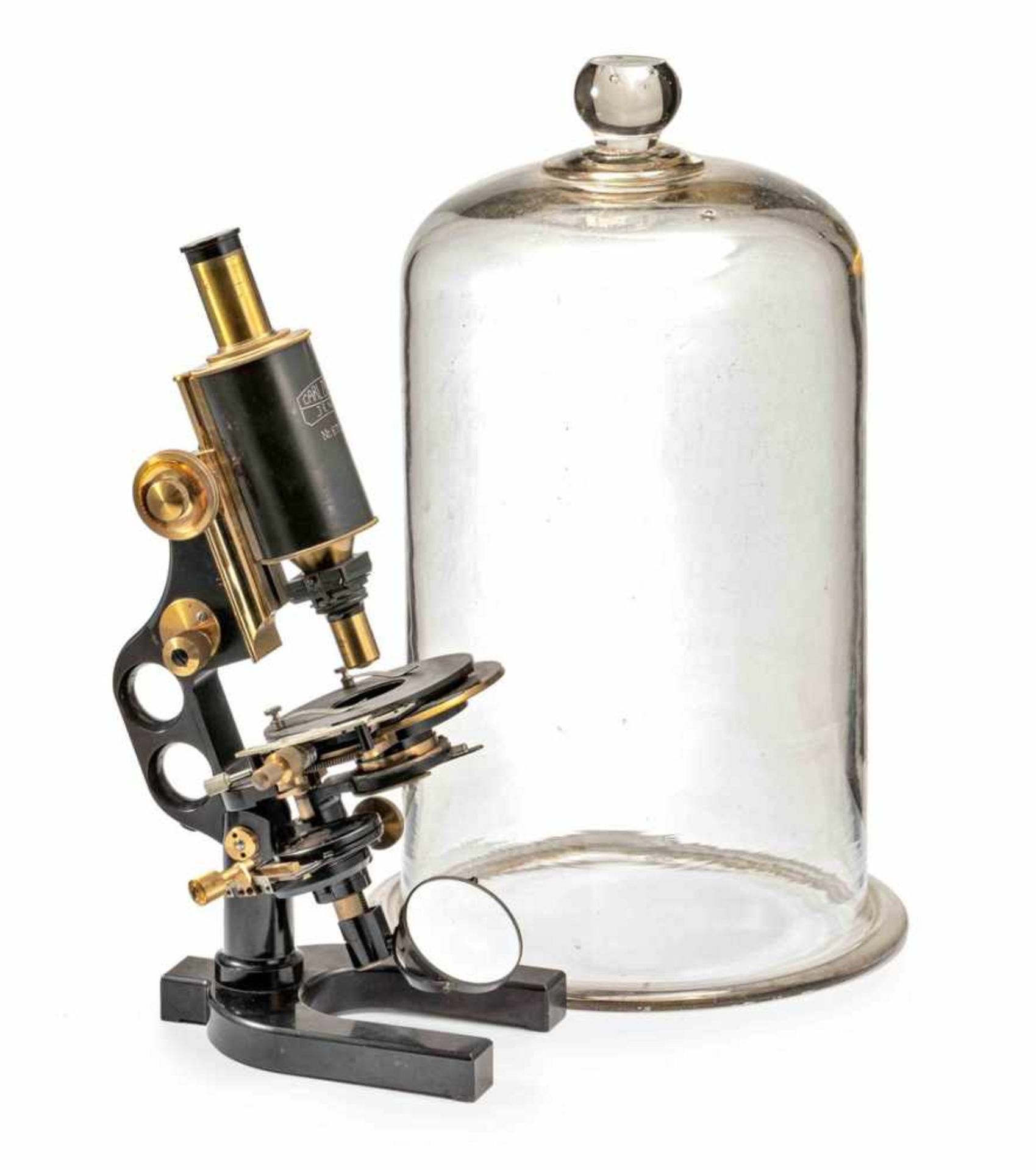 Labor-Mikroskop der Fa. Carl Zeiss, Jena, Nr 67 137um 1910/20Messing, großenteils geschwärzt.