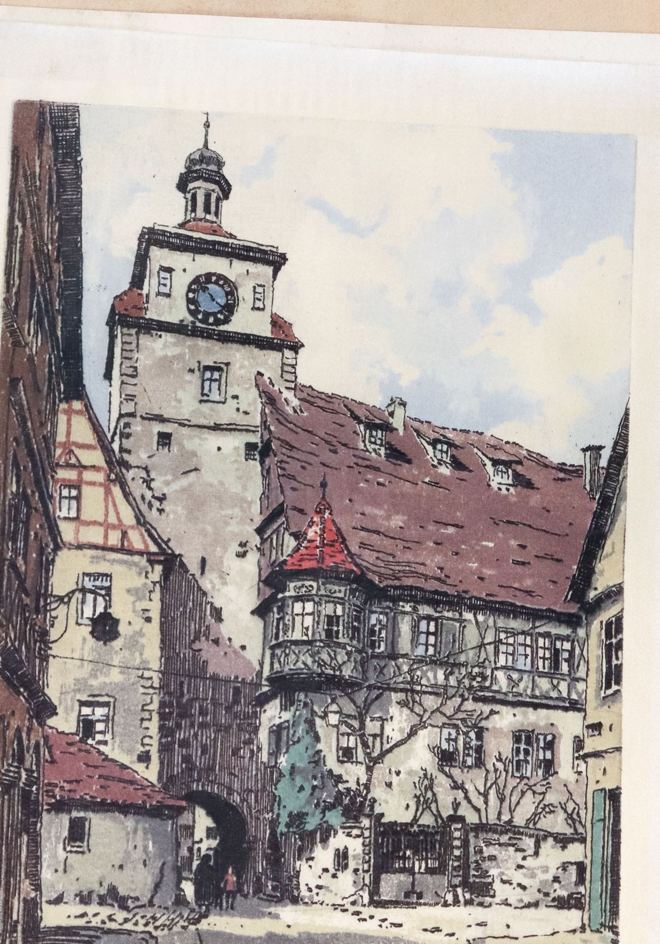 Figura, Hans (Groß Kikinda/Serbien, WIen 1898-1978)Rothenburg o. d. TauberFarbradierung auf Seide.