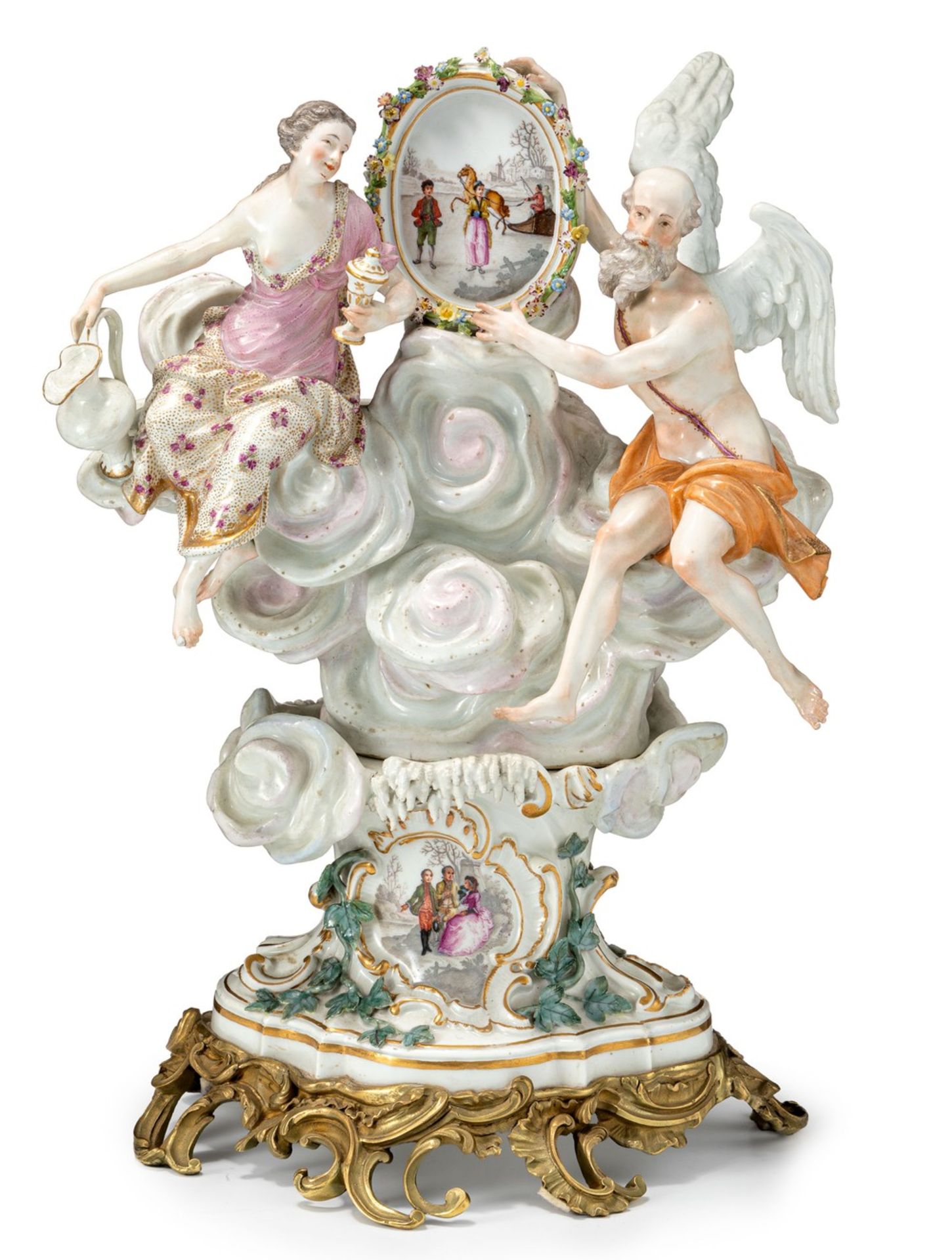 Der WinterMeissen, um 1755/60Allegorische Gruppe mit Chronos und Hebe auf einer Wolke sitzend, die