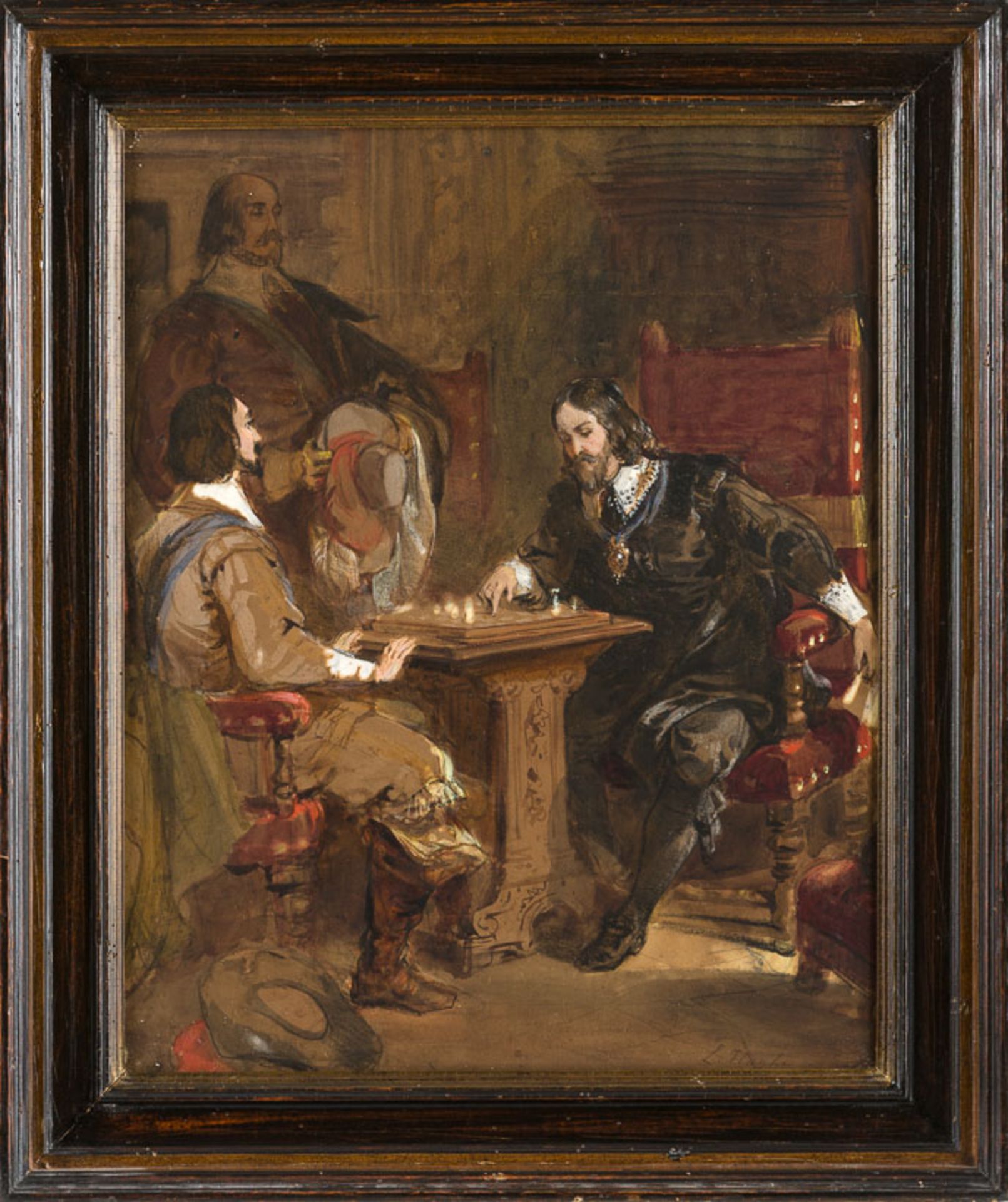 Haghe, Louis (Tournai, Stockwell 1806-1885)Entscheidende Schachpartie aus dem 17.