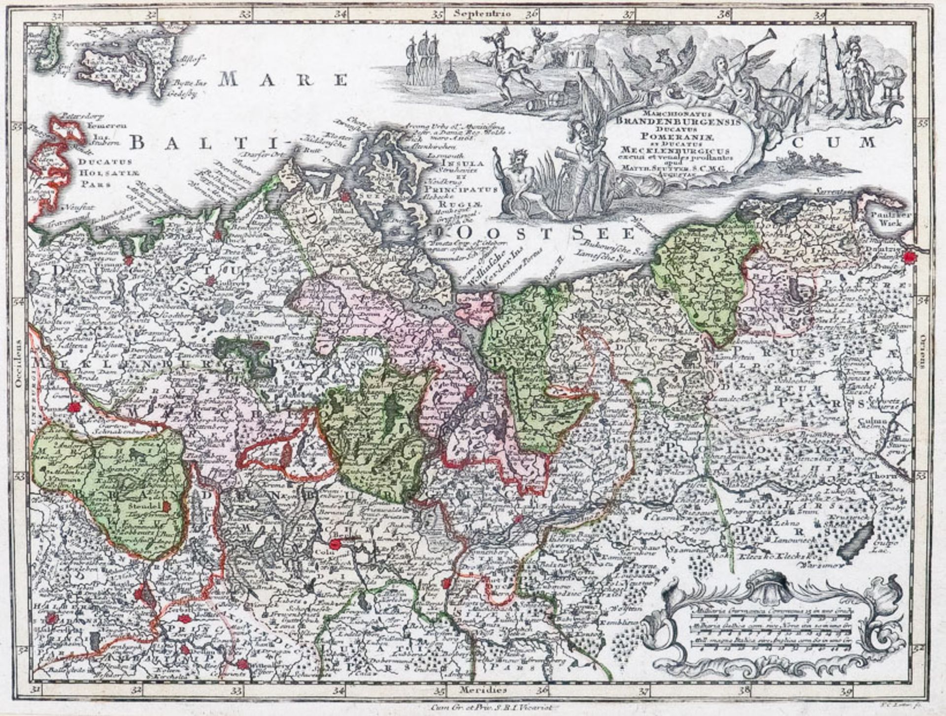 Preußen – Brandenburgum 1700/20La Prusse Suirant des Nouvelles Observations ... Kol Kupferstich - Bild 2 aus 2
