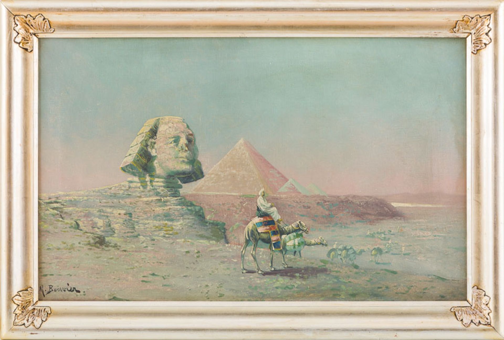 Bouvier, M. (2. H. 19. Jh.)Sphinx und die Pyramiden von GizehSign. Öl auf Lwd. 48,5×78 cm. R.(