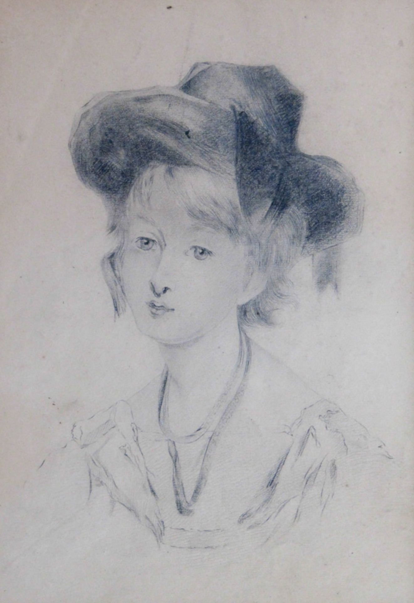 Lawrence, Sir Thomas (1779-1830) , Art desJunge Dame mit schleifengeschmücktem HutBrustbildnis.